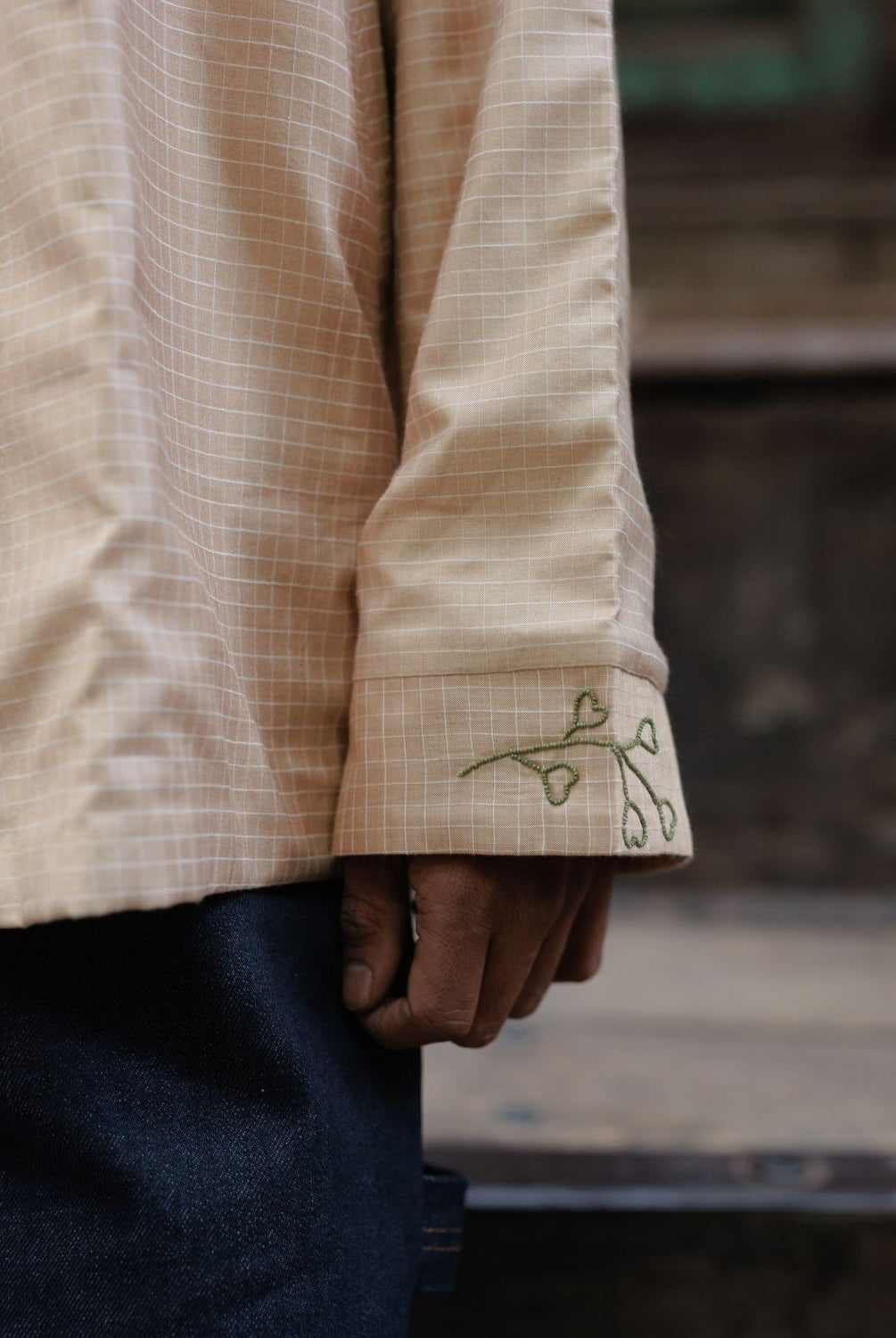 Winglore - Hand Embroidered Kosa Silk Birds Cape in Natural Honey Tone - CiceroniJacketsWinglore