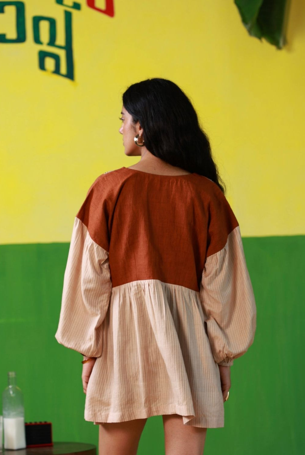 Winglore - Hand Embroidered Sardines Linen V-Neck Dress - CiceroniDressesWinglore