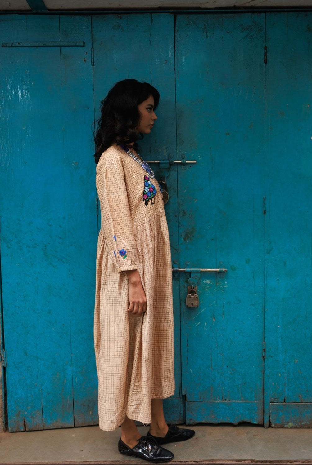 Winglore - Hand Emrbroidered Kosa Silk Birds Empire-line dress - CiceroniDressesWinglore