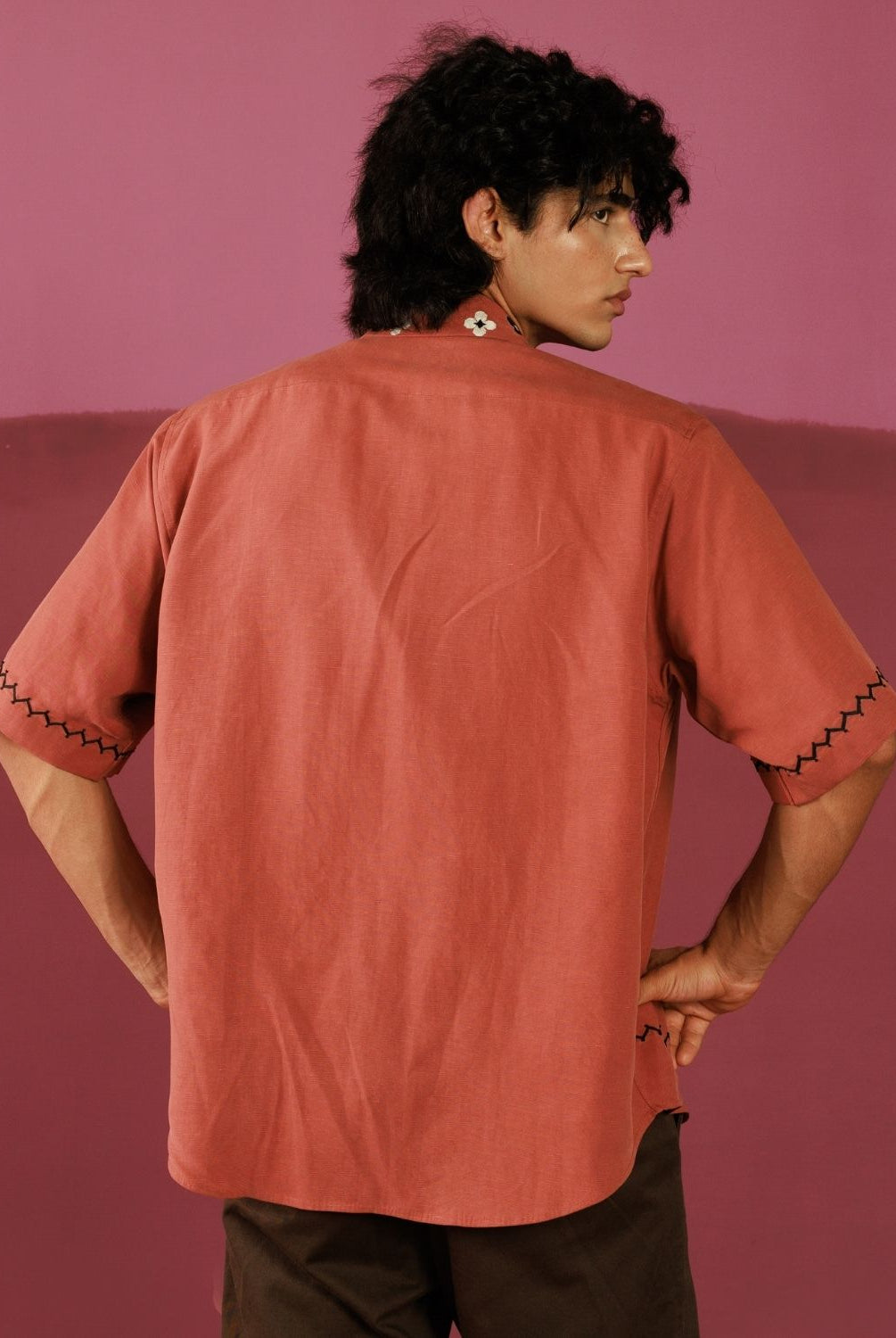 Winglore - Petal Patch Hand Embroiderd Pure Linen Oversized Shirt - CiceroniUnisex ShirtsWinglore