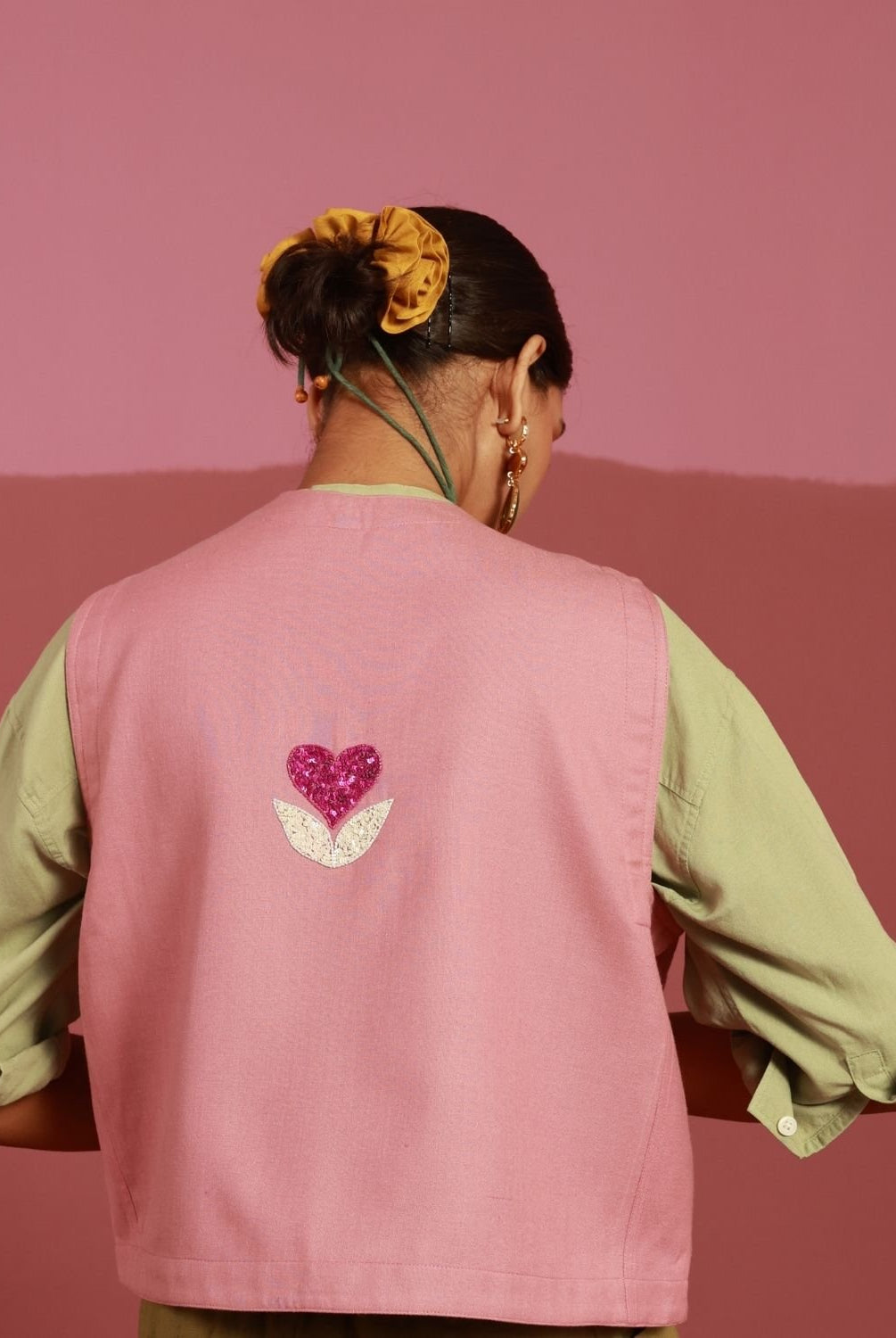 Winglore - Pink Doves Hand Embroidered Gilet - CiceroniJacketsWinglore
