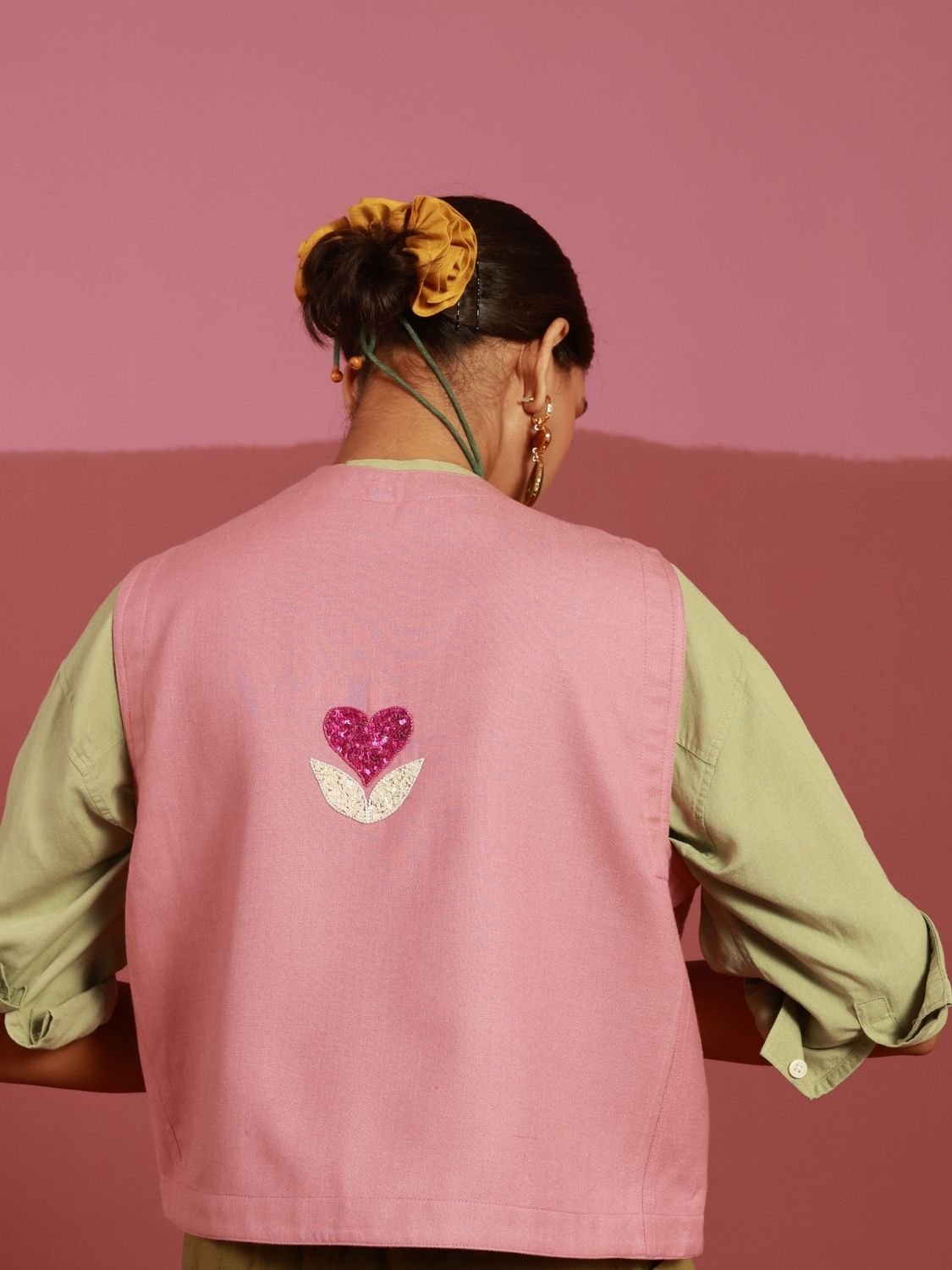 Winglore - Pink Doves Hand Embroidered Gilet - CiceroniJacketsWinglore