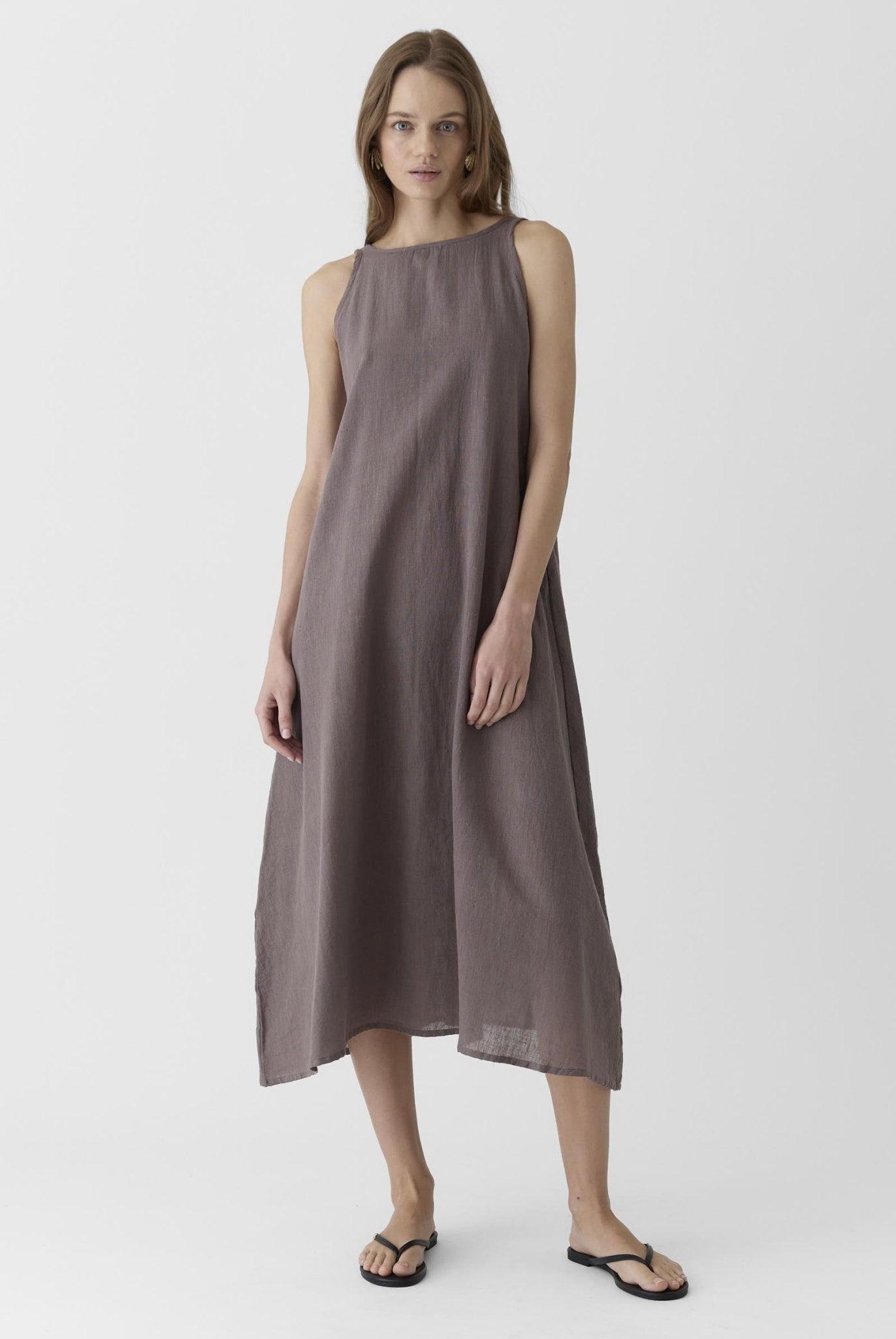 Women's A - Line Maxi Dress - Grayish Brown - CiceroniDressesMareen