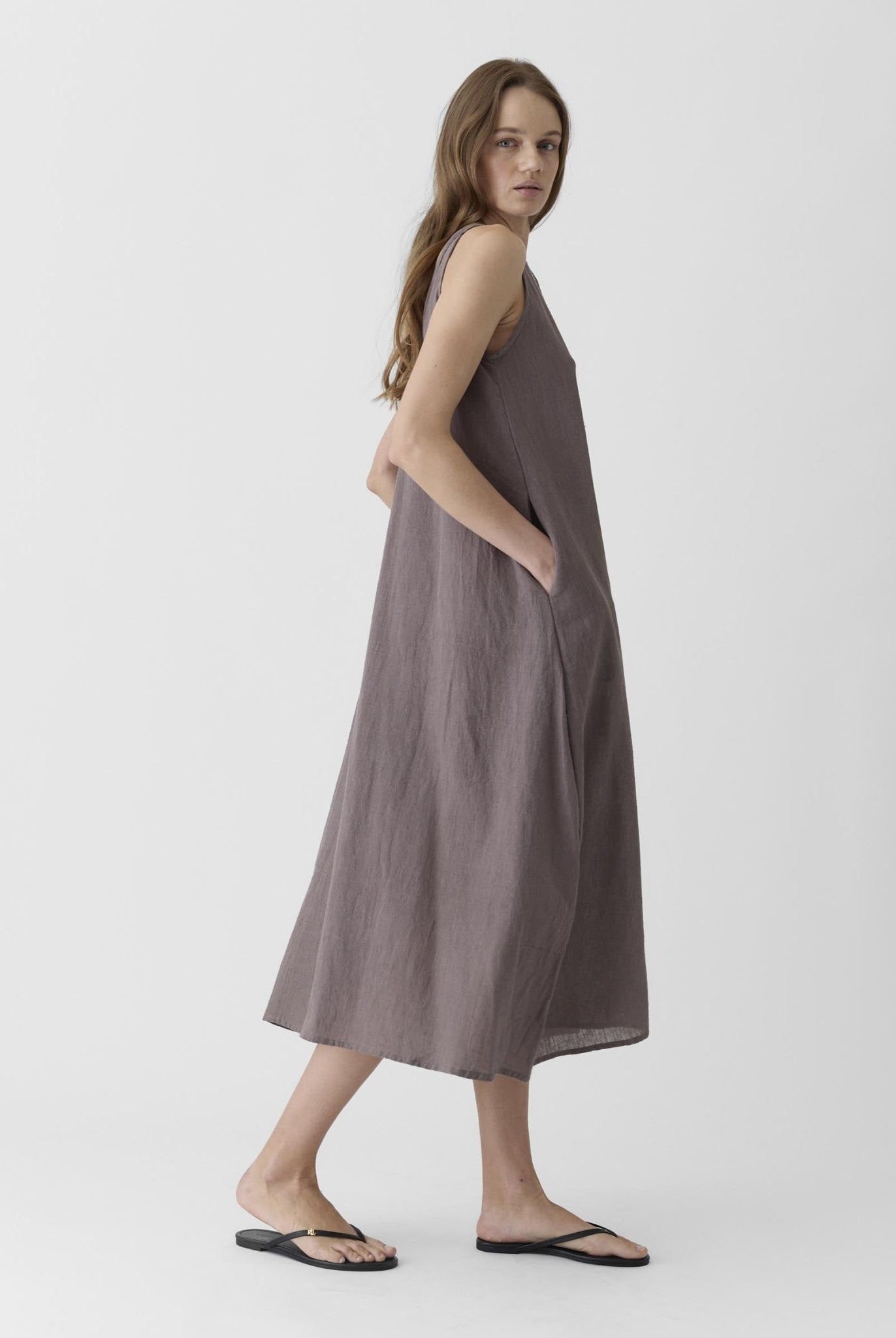 Women's A - Line Maxi Dress - Grayish Brown - CiceroniDressesMareen