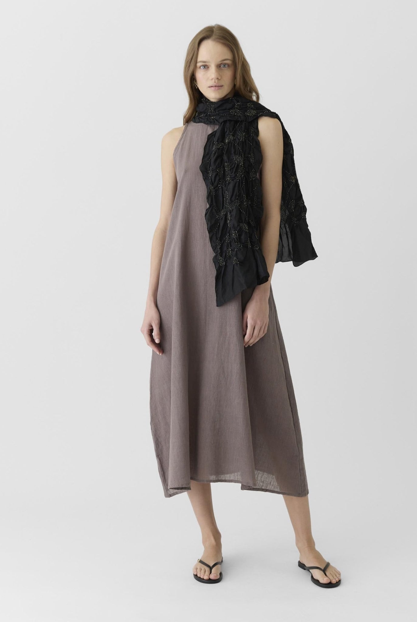 Women's A - Line Maxi Dress - Grayish Brown - CiceroniDressesMareen