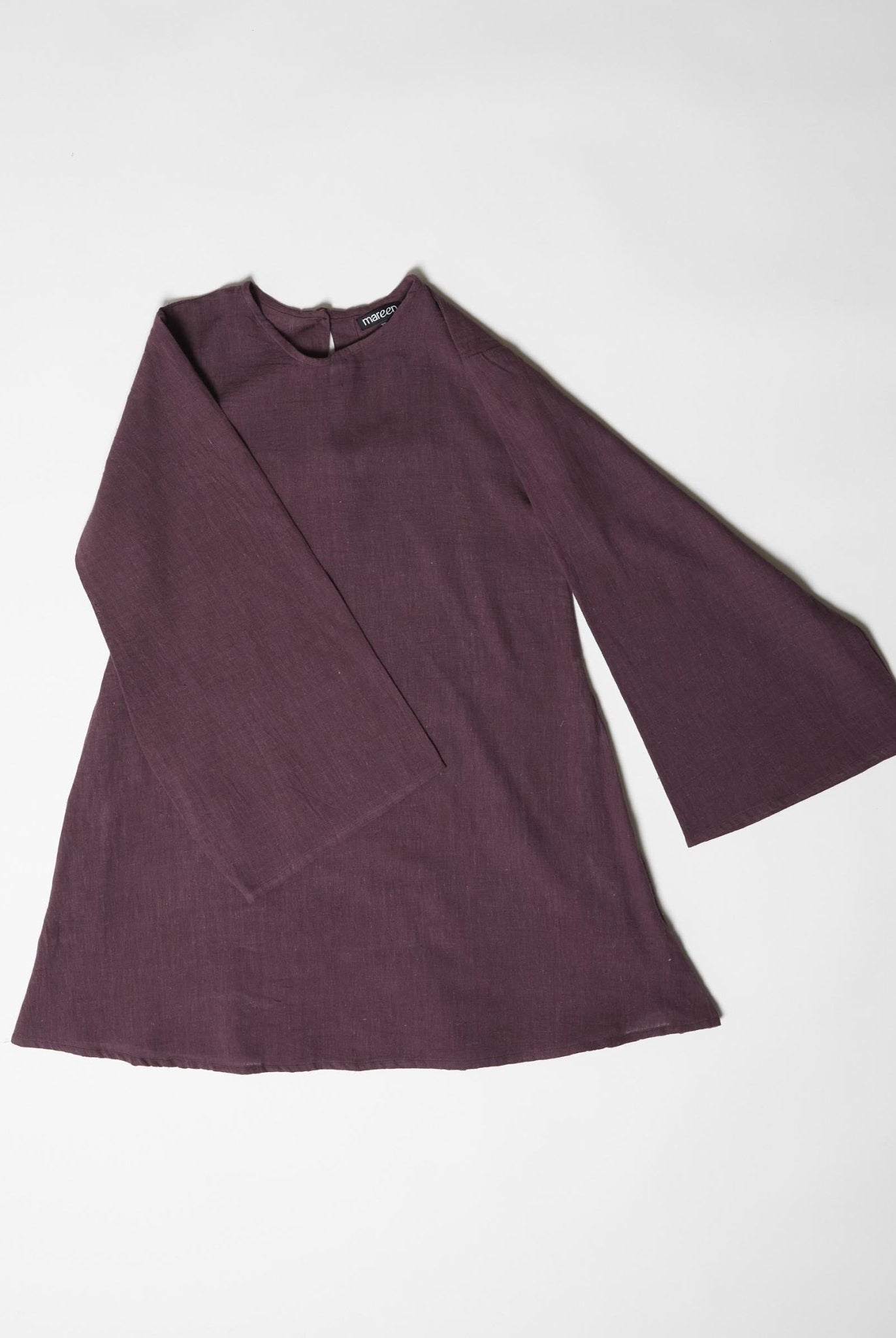 Women's Bell Sleeve Short Dress - Aubergine Purple - CiceroniDressesMareen
