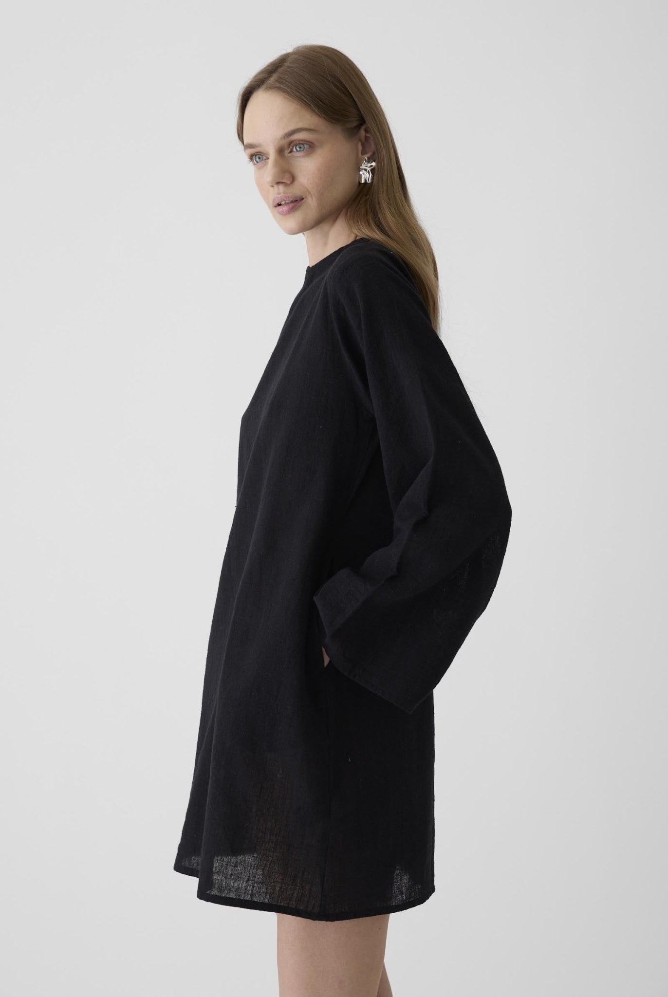 Women's Bell Sleeve Short Dress - Black - CiceroniDressesMareen