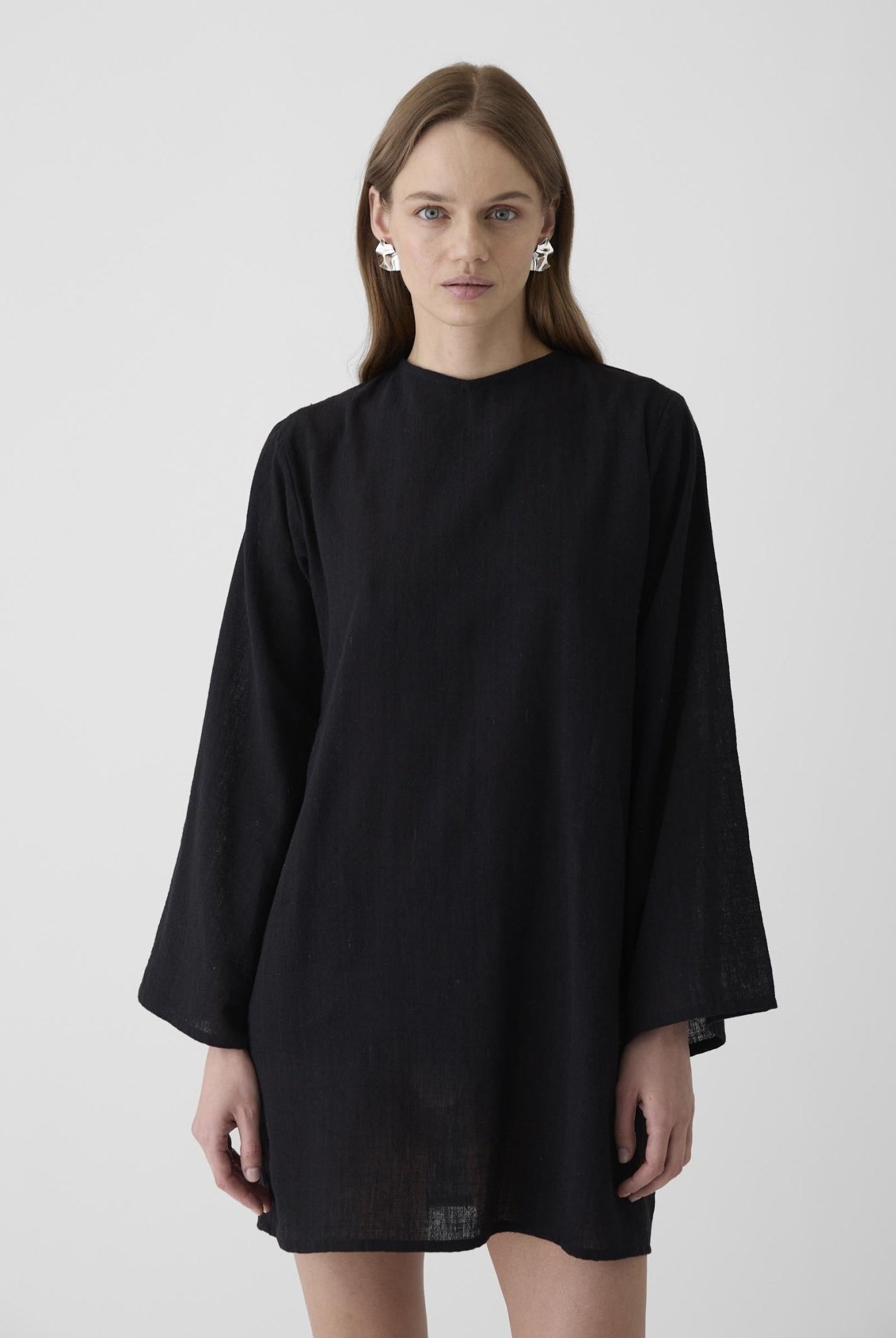 Women's Bell Sleeve Short Dress - Black - CiceroniDressesMareen