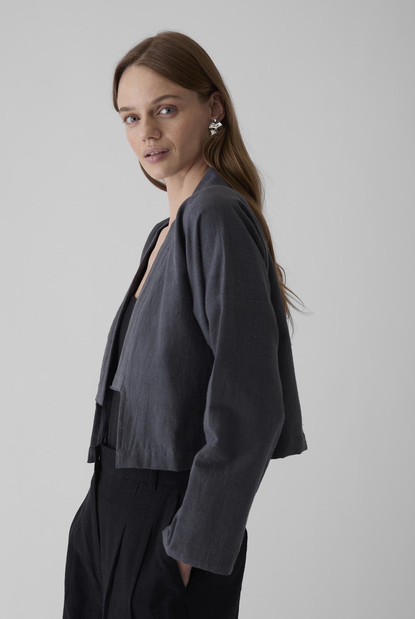 Women's Crop Jacket - Graphite Gray - CiceroniJacketsMareen