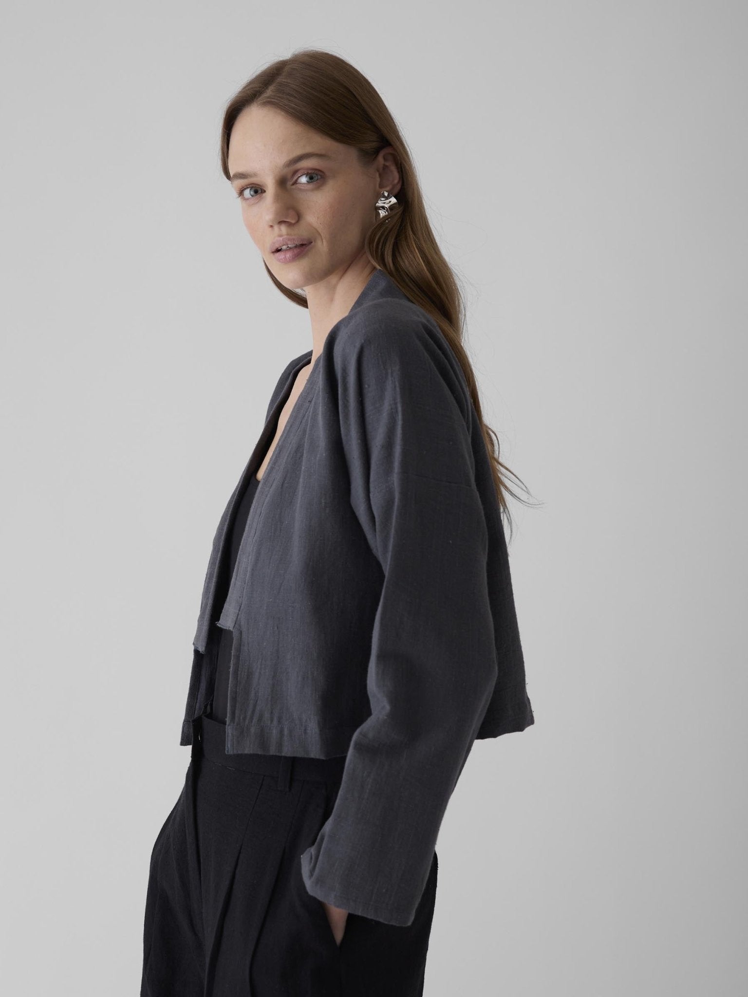 Women's Crop Jacket - Graphite Gray - CiceroniJacketsMareen