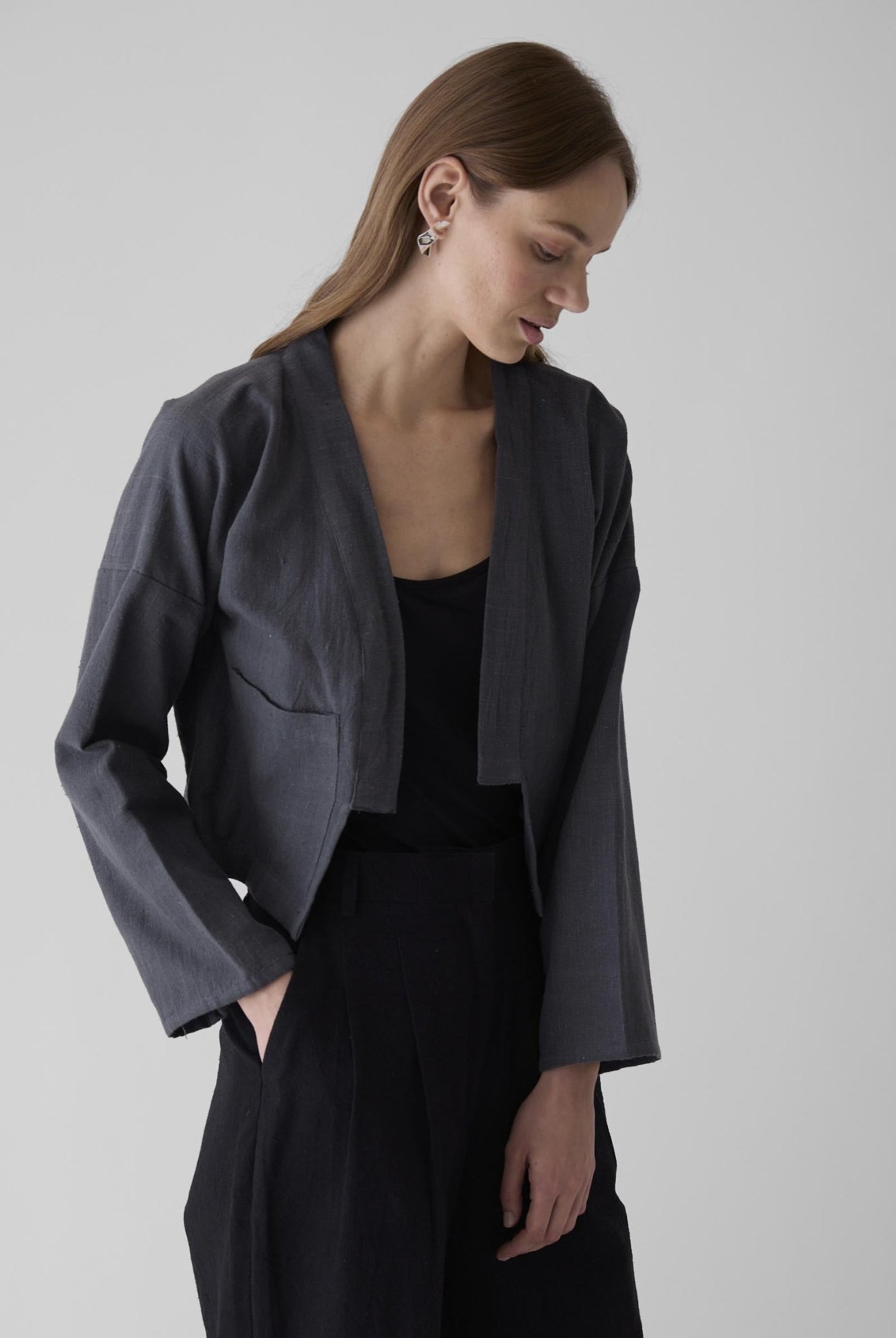 Women's Crop Jacket - Graphite Gray - CiceroniJacketsMareen