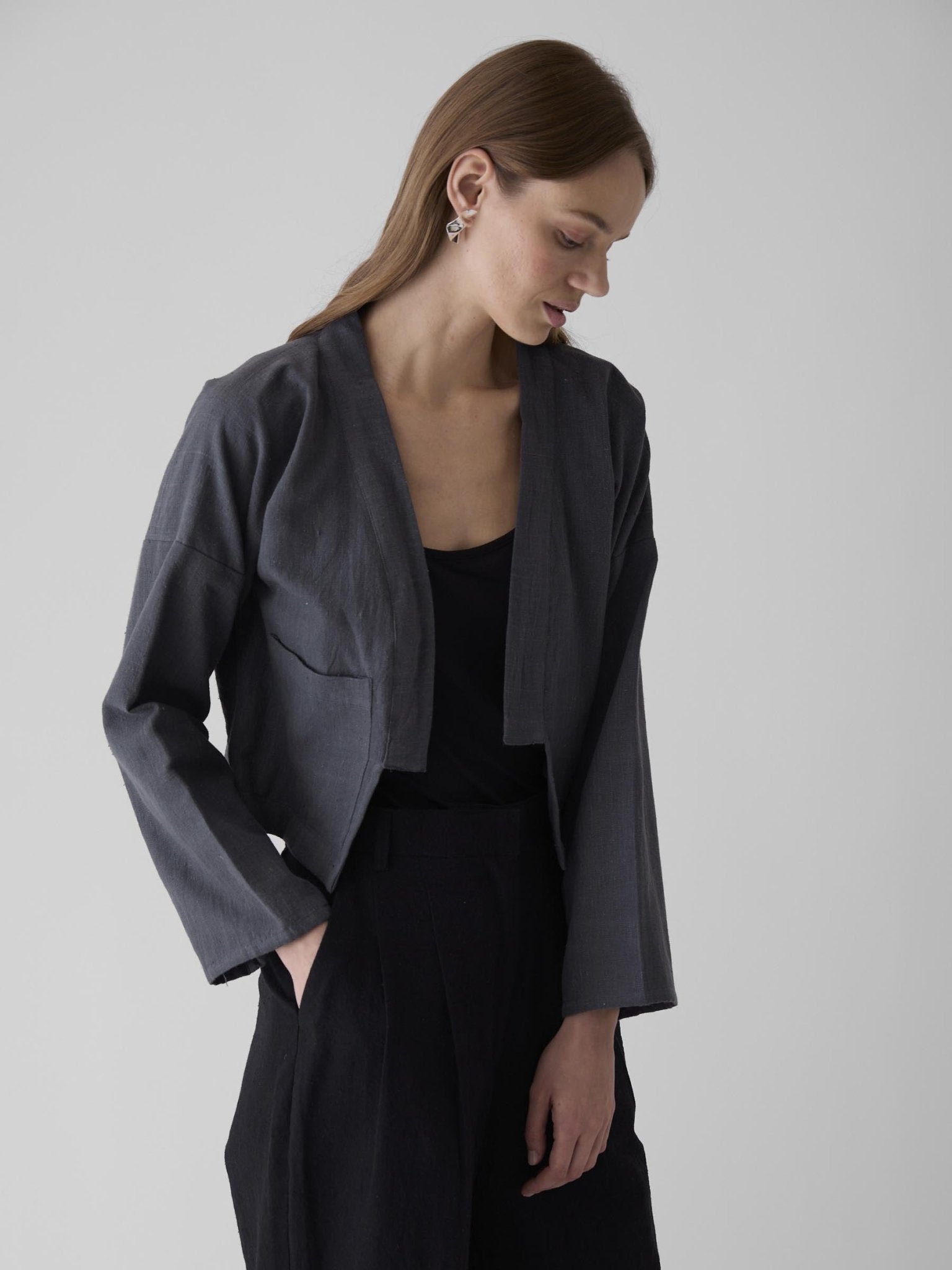 Women's Crop Jacket - Graphite Gray - CiceroniJacketsMareen