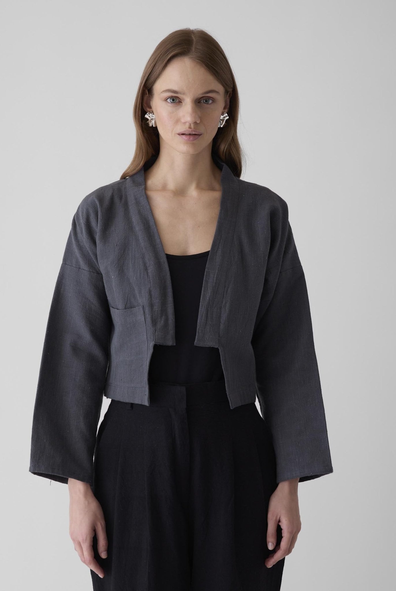 Women's Crop Jacket - Graphite Gray - CiceroniJacketsMareen