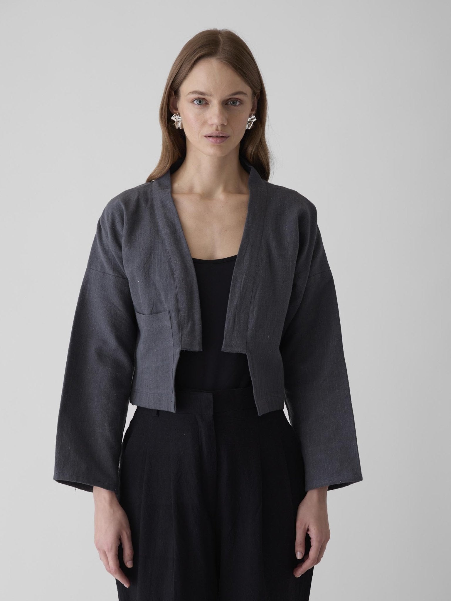 Women's Crop Jacket - Graphite Gray - CiceroniJacketsMareen