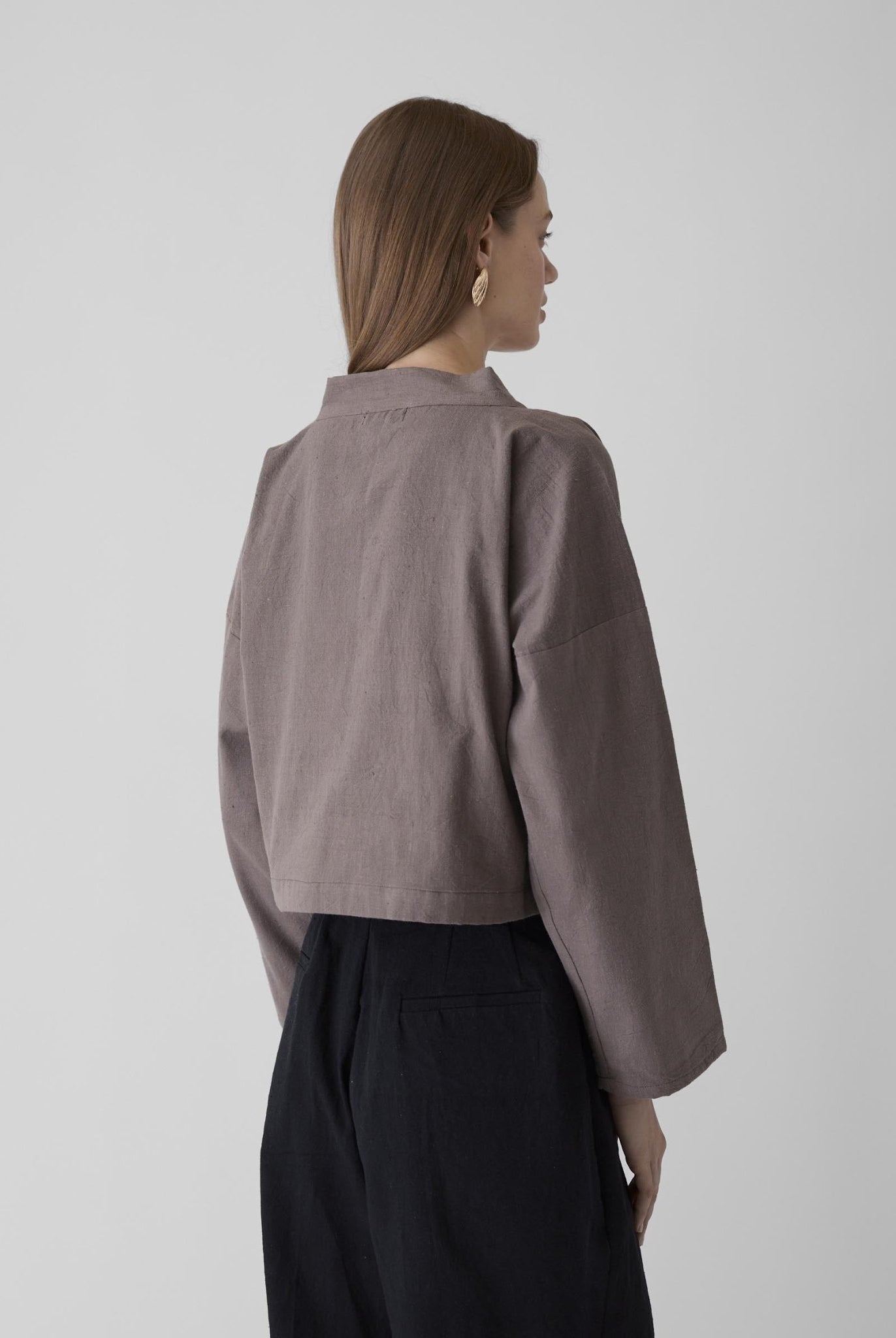 Women's Crop Jacket - Grayish Brown - CiceroniJacketsMareen