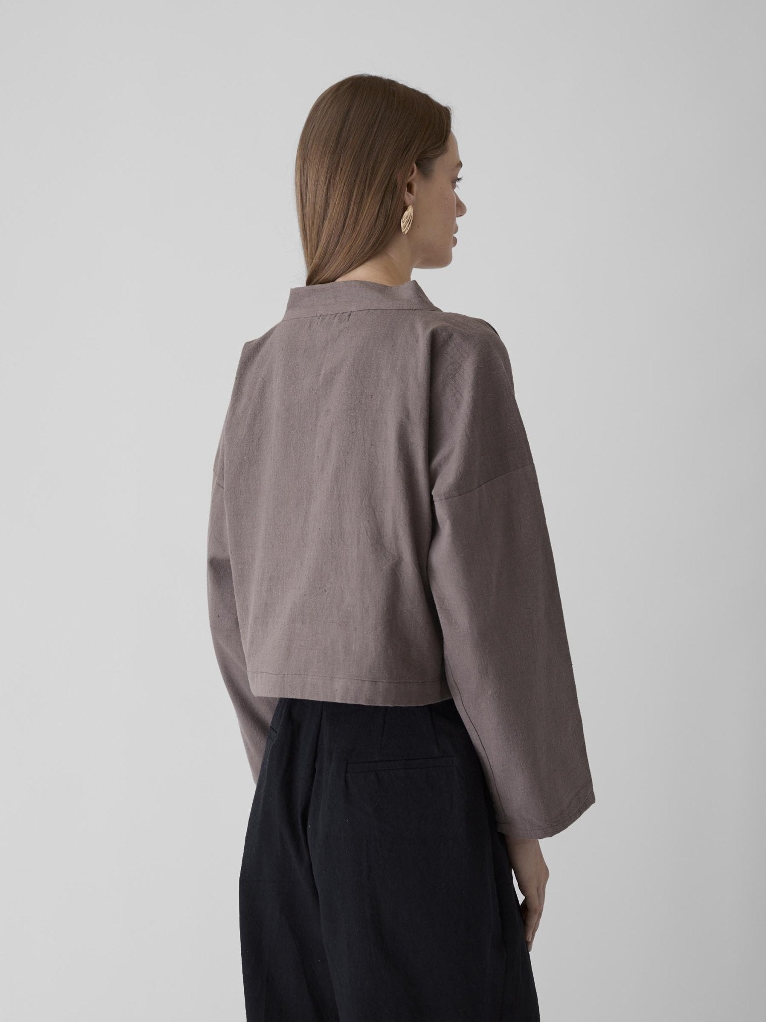 Women's Crop Jacket - Grayish Brown - CiceroniJacketsMareen