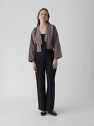 Women's Crop Jacket - Grayish Brown - CiceroniJacketsMareen