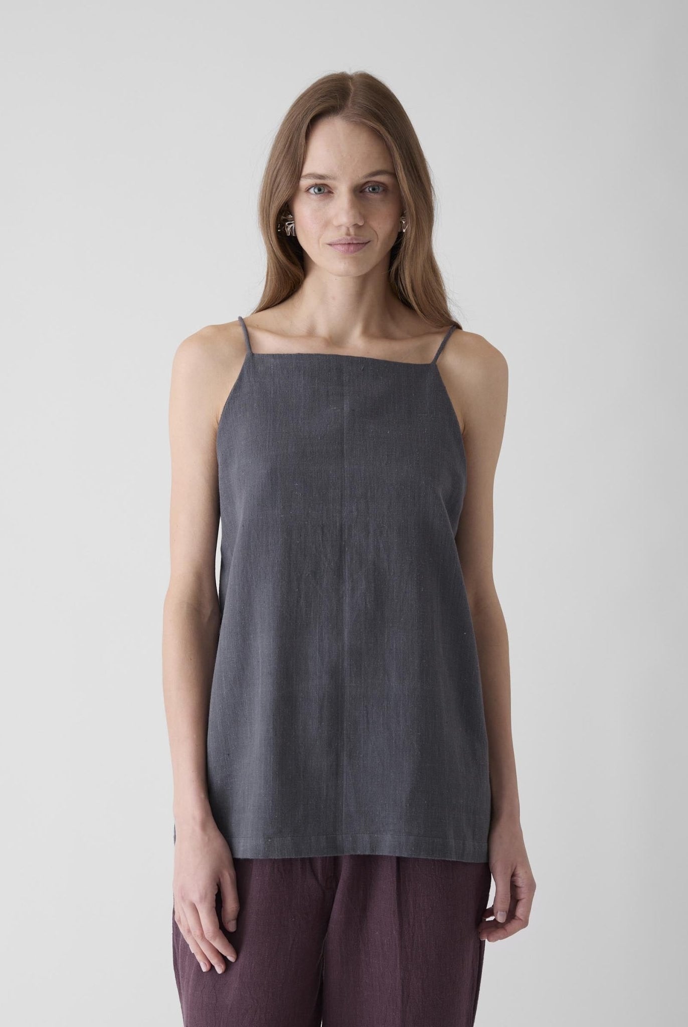 Women's High Neck Spaghetti Top - Graphite Gray - CiceroniTopsMareen