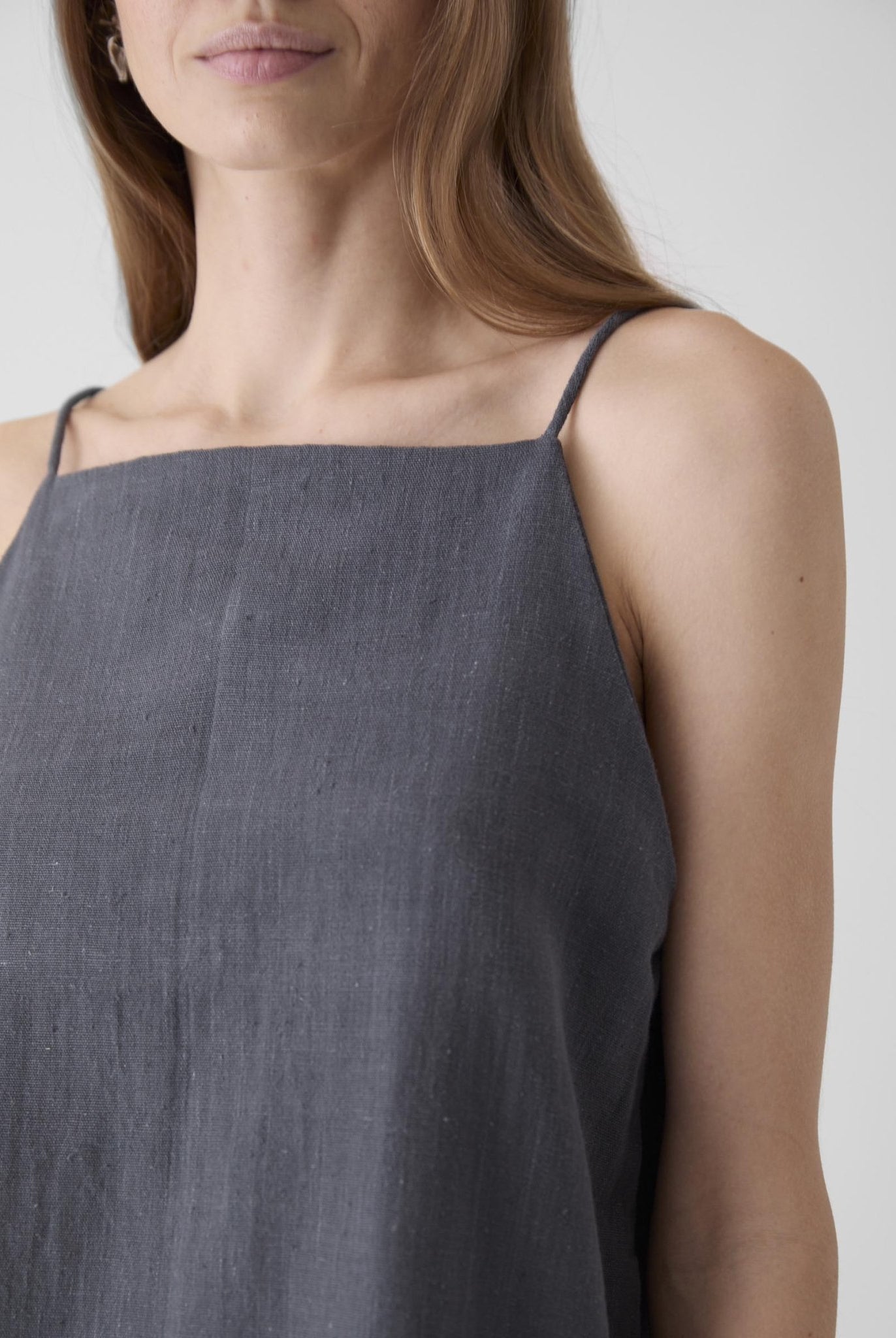 Women's High Neck Spaghetti Top - Graphite Gray - CiceroniTopsMareen