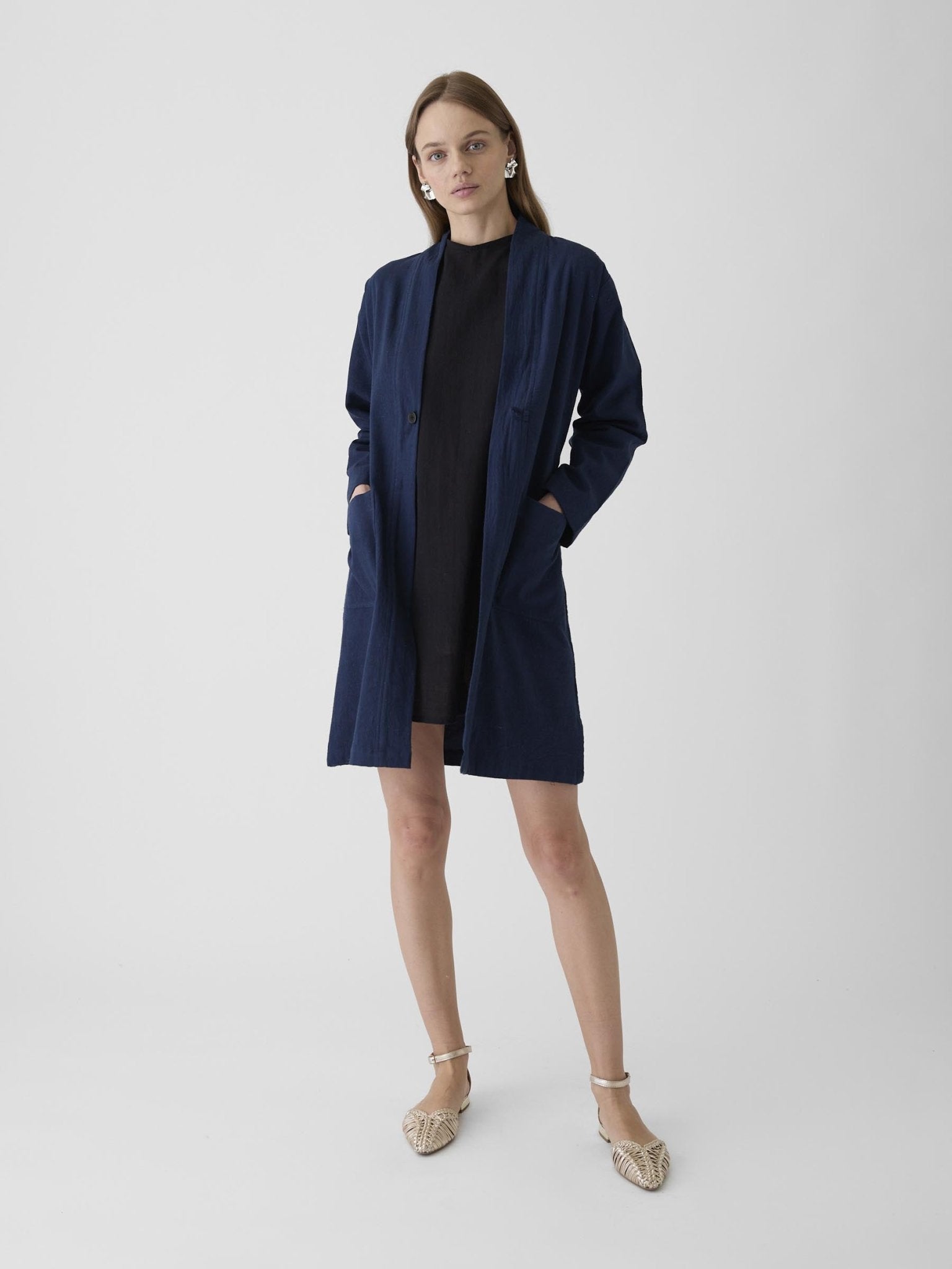 Women's Long Jacket - Navy Blue - CiceroniJacketsMareen