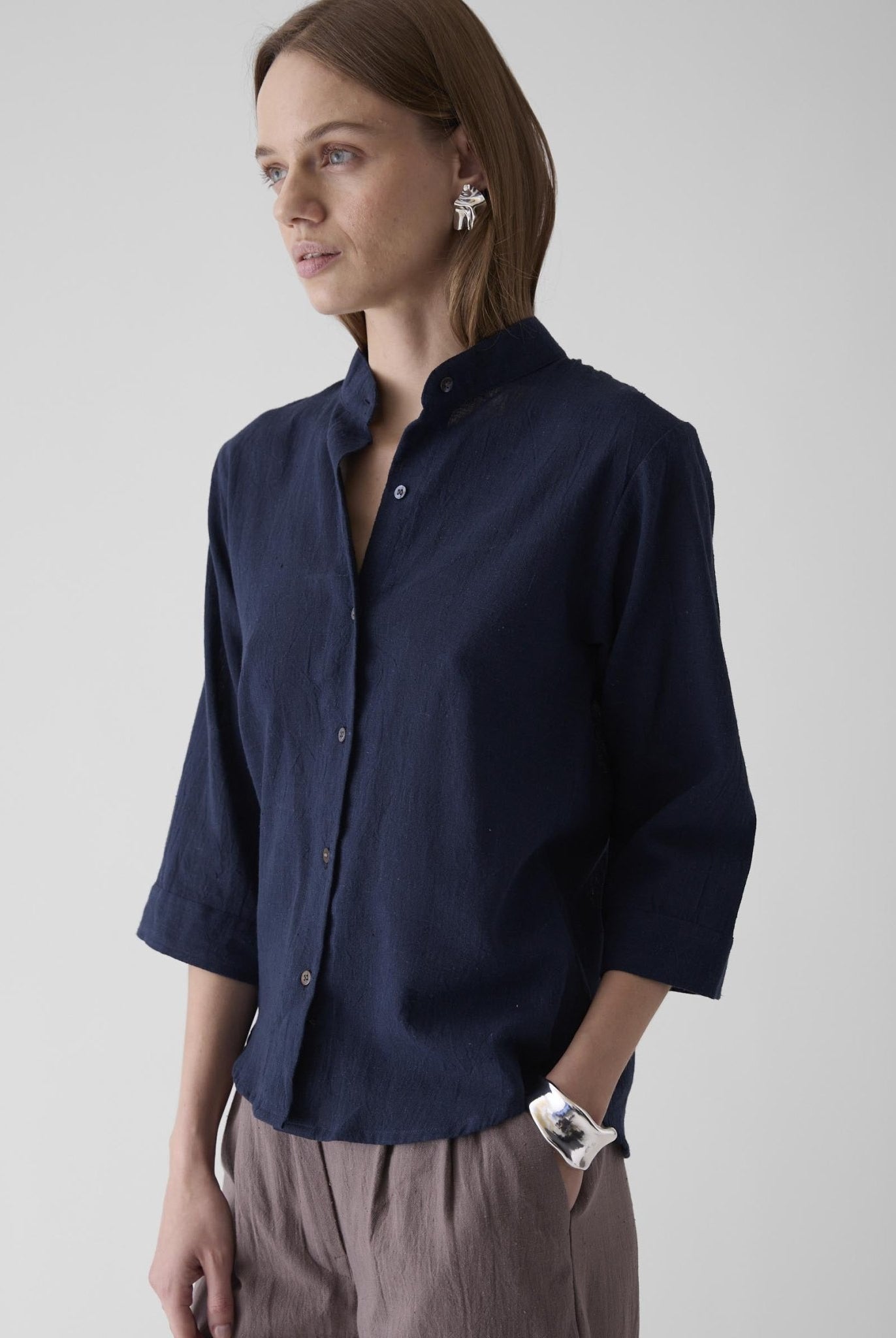 Women's Loose Sleeve Shirt - Navy Blue - CiceroniWomen ShirtsMareen
