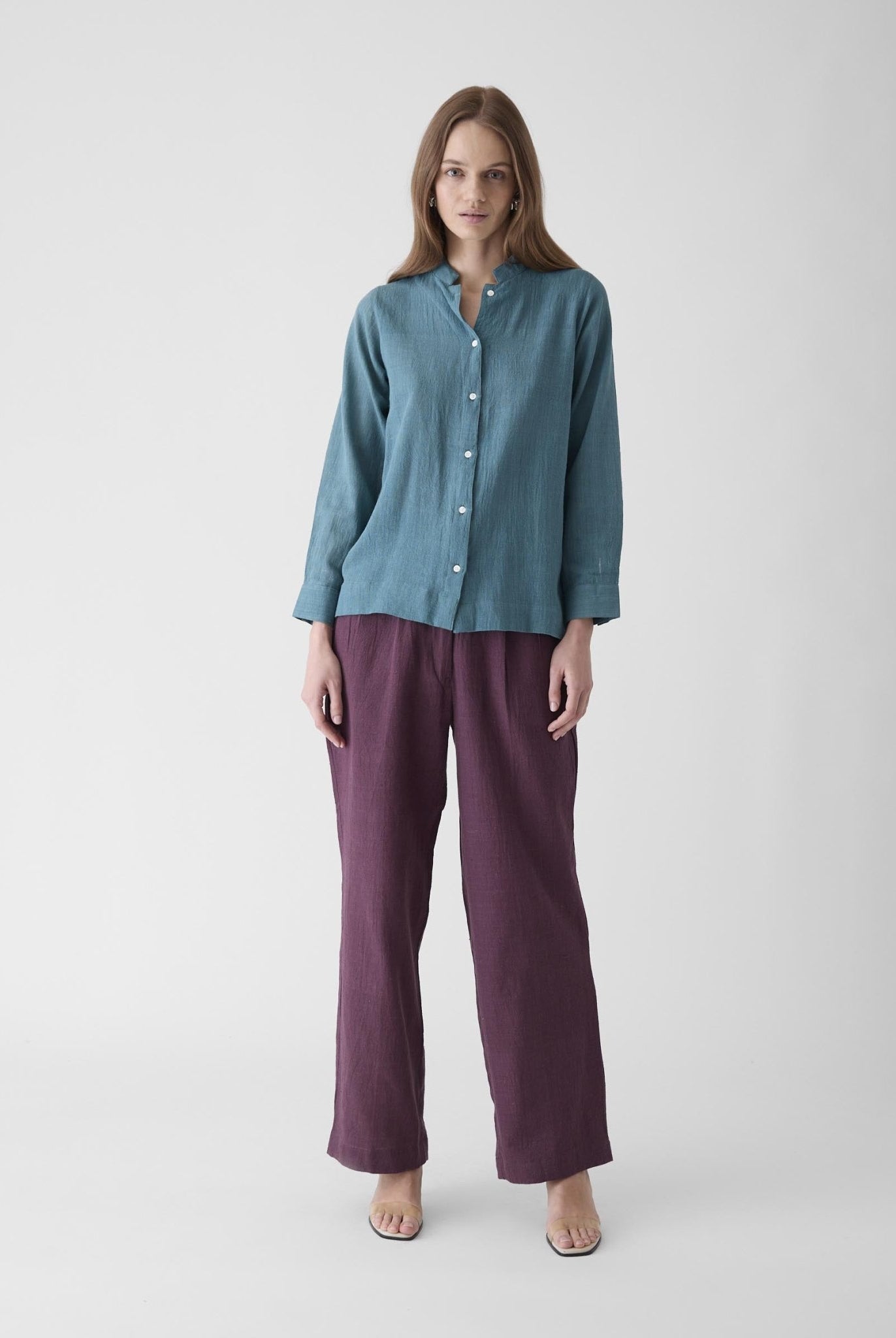 Women's Round Neck Shirt - Dark Cyan Blue - CiceroniWomen ShirtsMareen