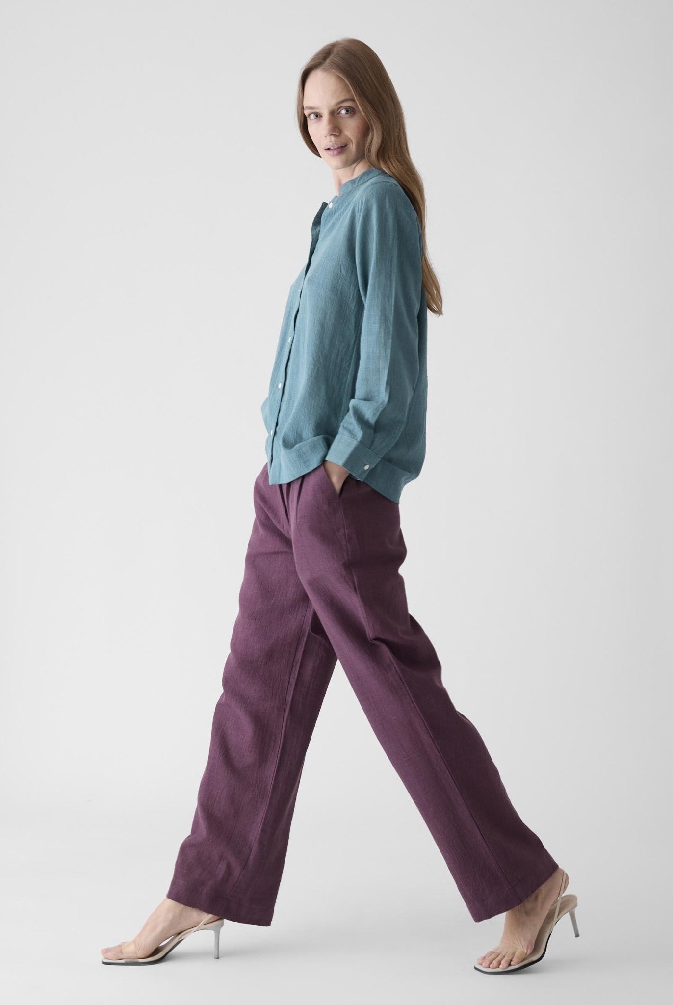 Women's Round Neck Shirt - Dark Cyan Blue - CiceroniWomen ShirtsMareen