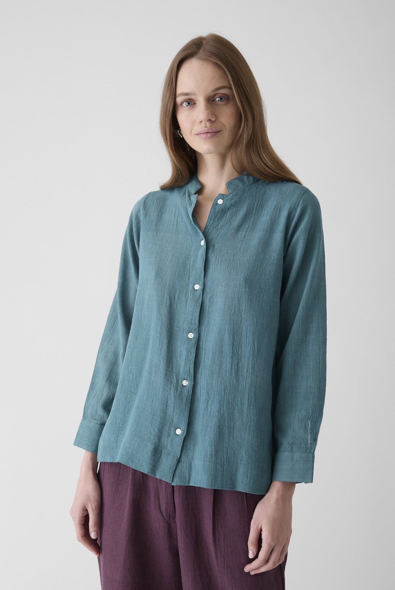 Women's Round Neck Shirt - Dark Cyan Blue - CiceroniWomen ShirtsMareen