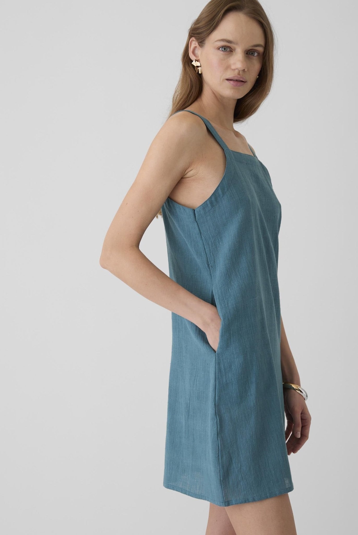 Women's Short Dress - Dark Cyan Blue - CiceroniDressesMareen