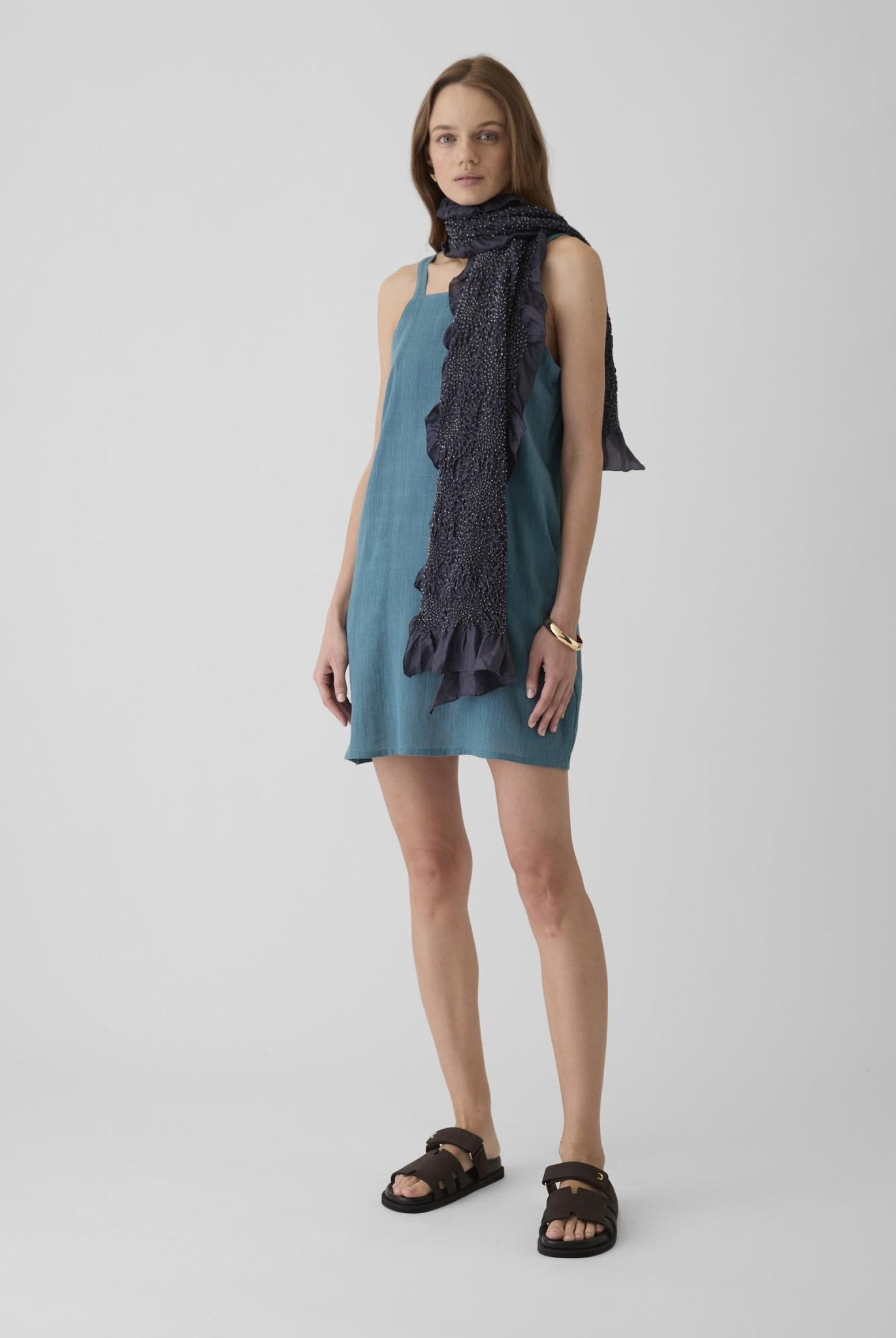 Women's Short Dress - Dark Cyan Blue - CiceroniDressesMareen