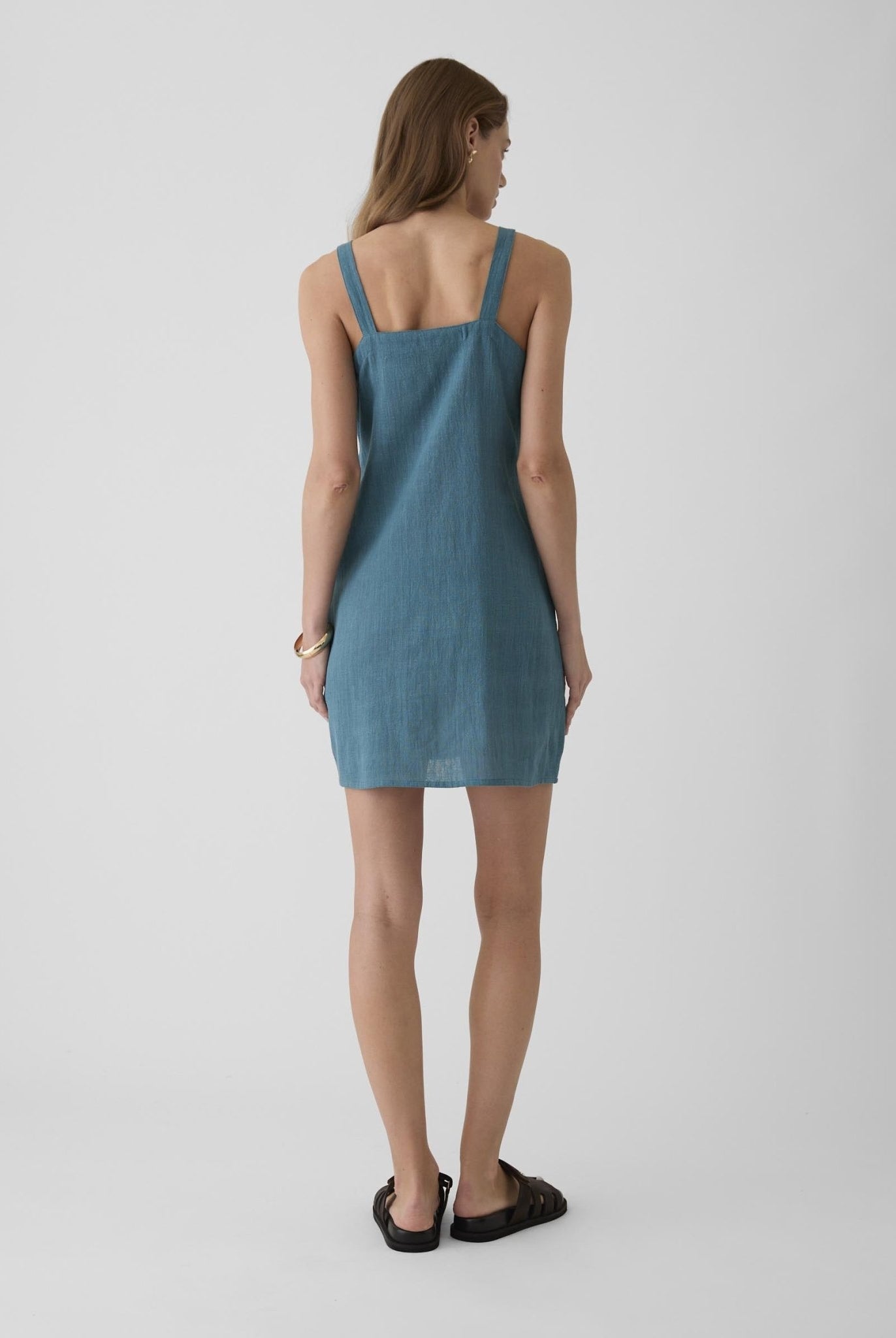 Women's Short Dress - Dark Cyan Blue - CiceroniDressesMareen