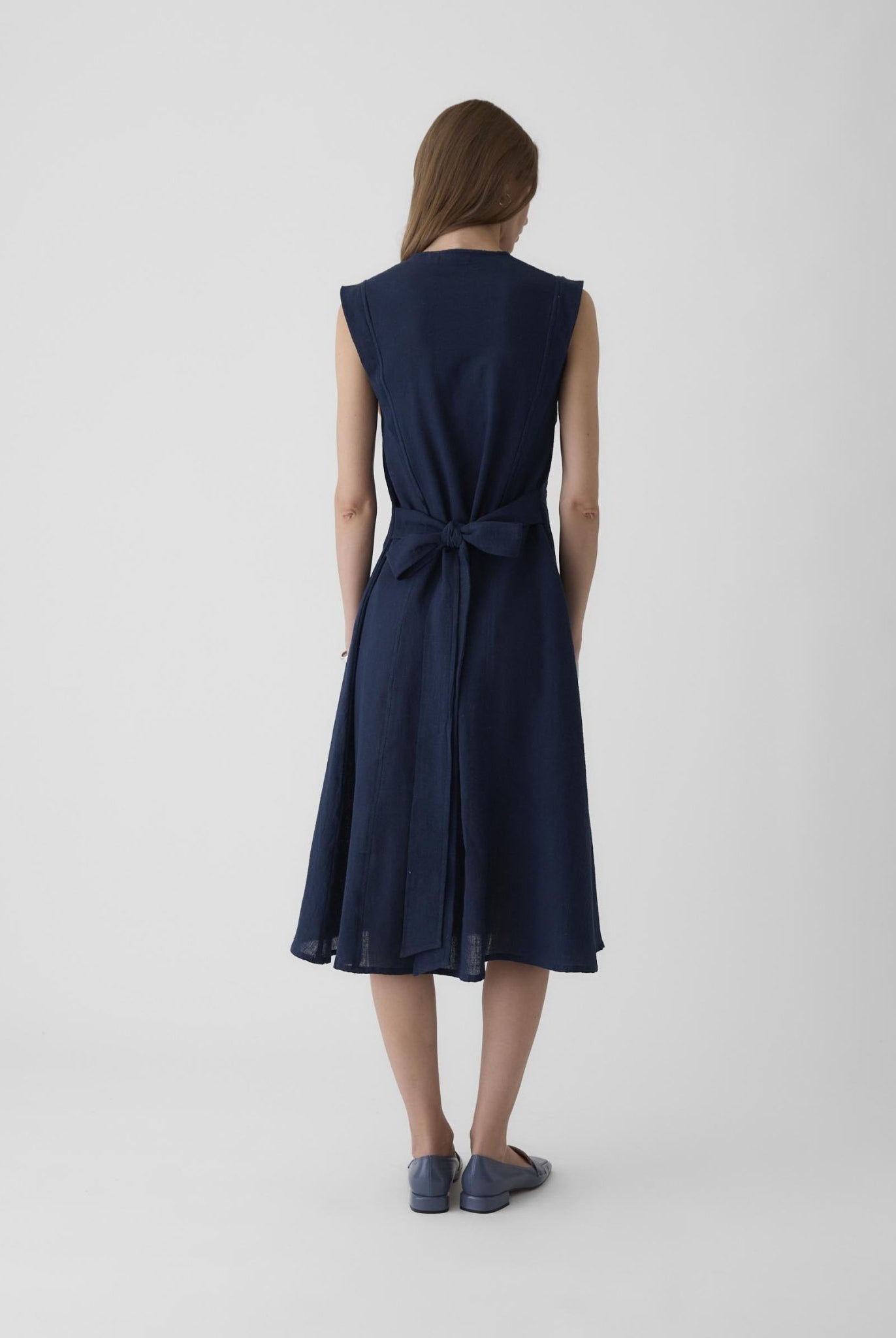 Women's Slit Dress - Navy Blue - CiceroniDressesMareen