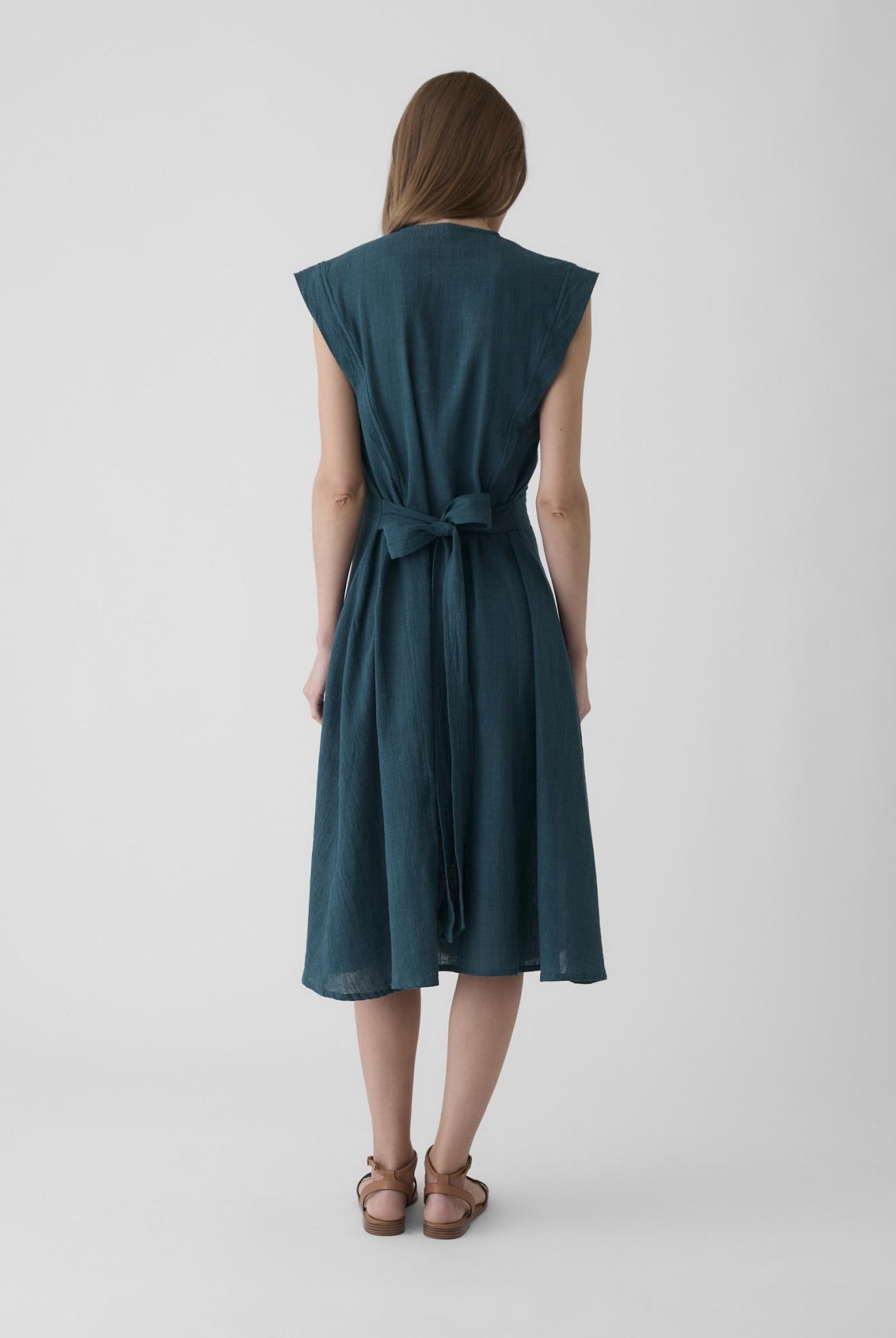 Women's Slit Dress - Teal Green - CiceroniDressesMareen