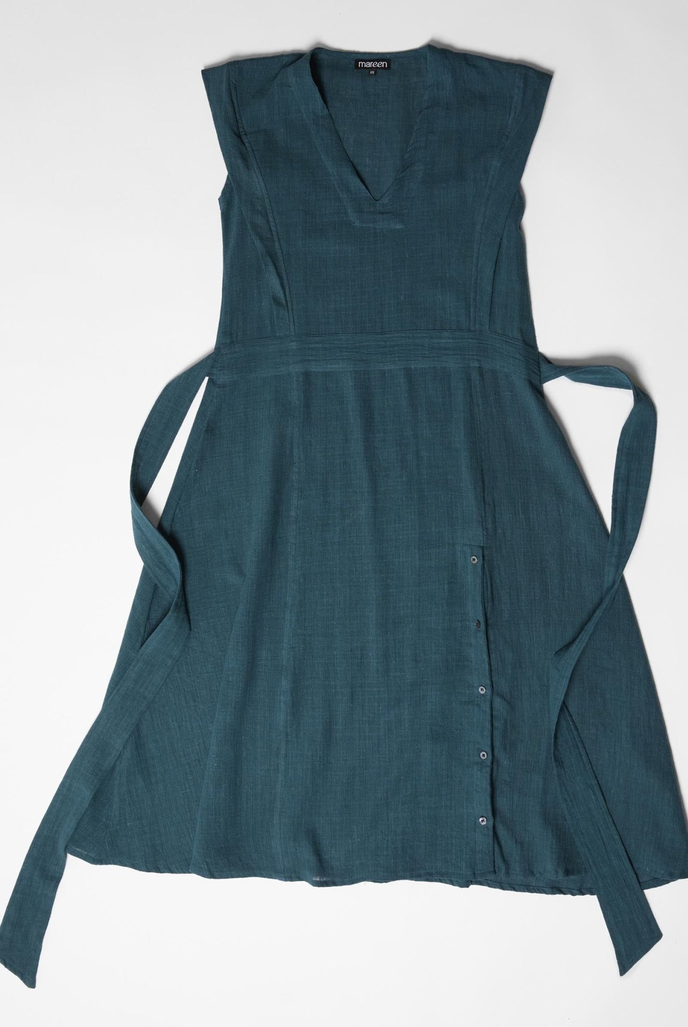 Women's Slit Dress - Teal Green - CiceroniDressesMareen