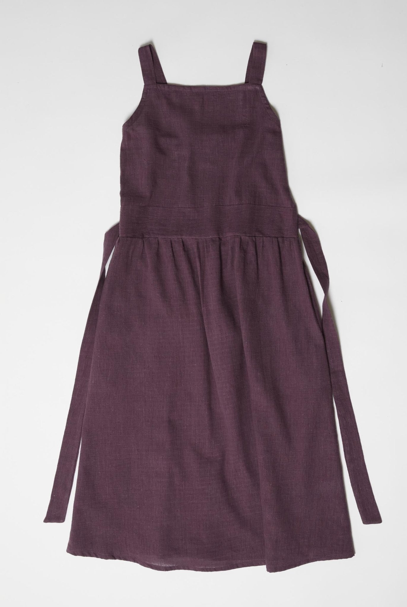 Women's Tie - Waist Midi Dress - Aubergine Purple - CiceroniDressesMareen