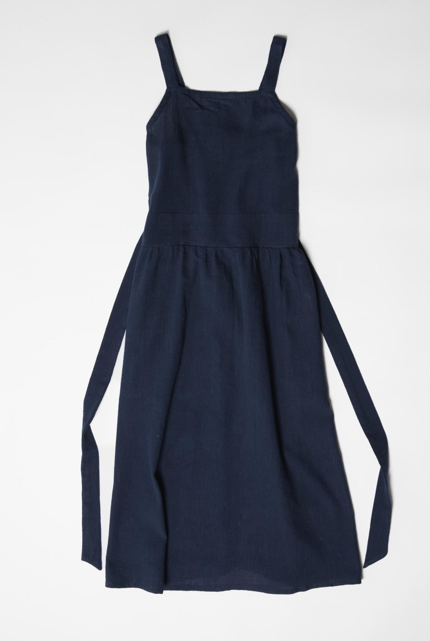 Women's Tie - Waist Midi Dress - Navy Blue - CiceroniDressesMareen
