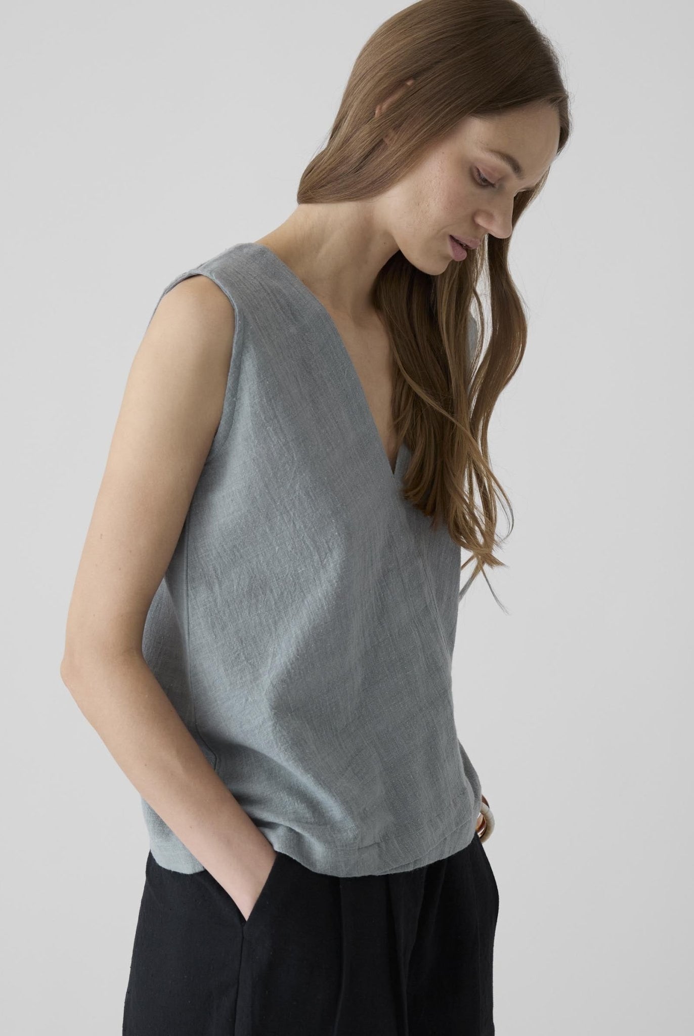 Women's V - Neck Crop Top - Greenish Gray - CiceroniTopsMareen