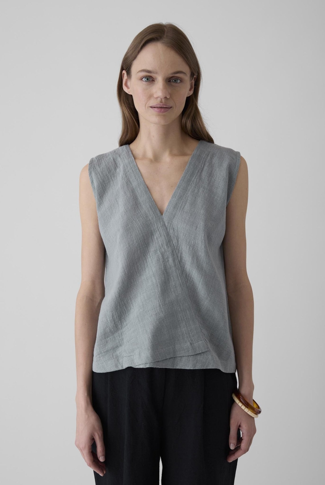 Women's V - Neck Crop Top - Greenish Gray - CiceroniTopsMareen