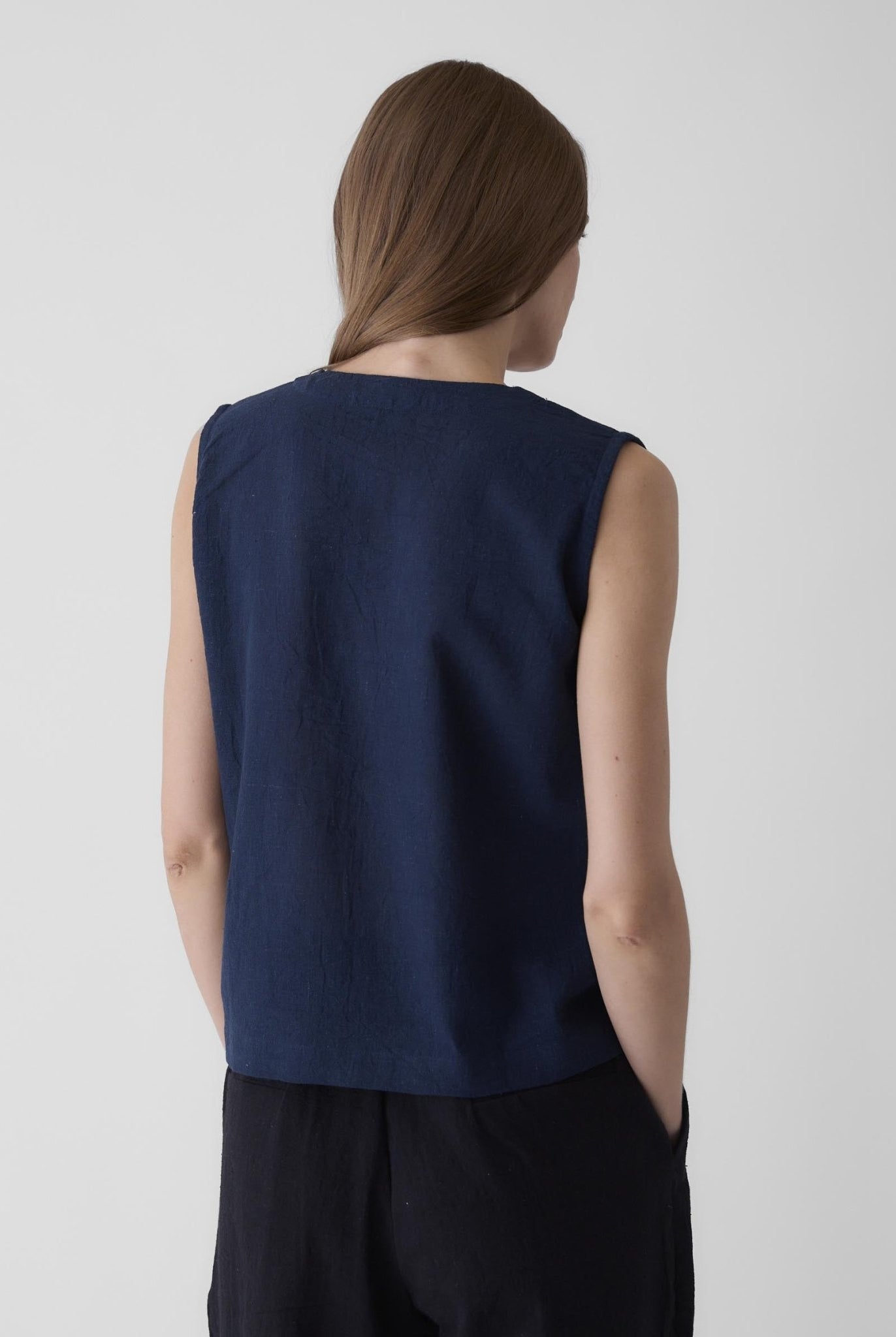 Women's V - Neck Crop Top - Navy Blue - CiceroniTopsMareen