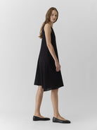 Women's V Neck Midi Dress - Black - CiceroniDressesMareen
