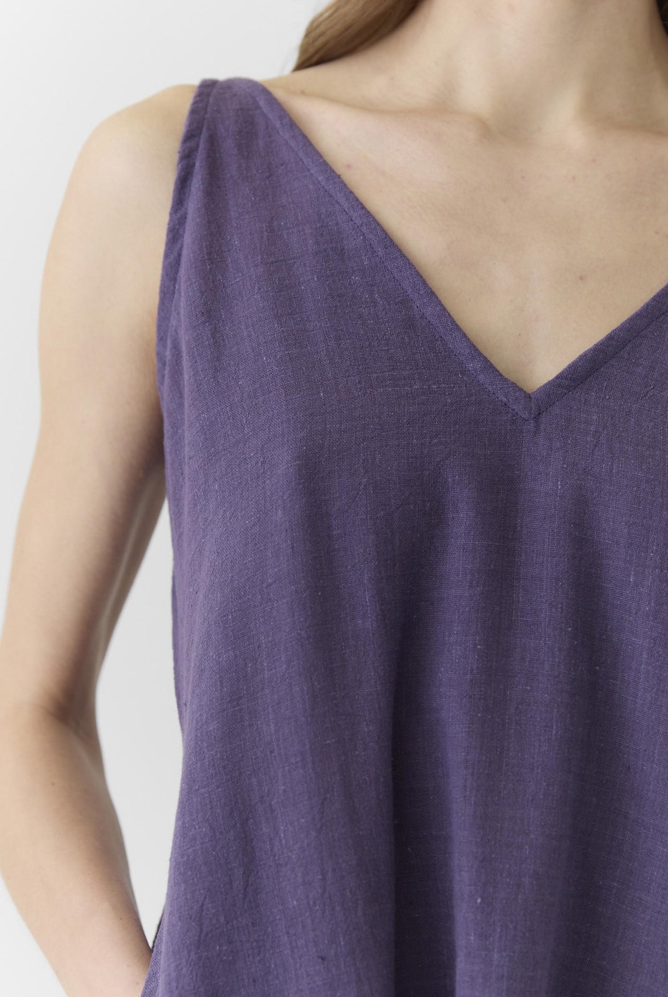 Women's V Neck Midi Dress - Plum Purple - CiceroniDressesMareen