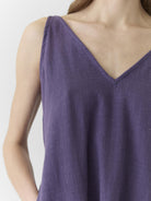 Women's V Neck Midi Dress - Plum Purple - CiceroniDressesMareen