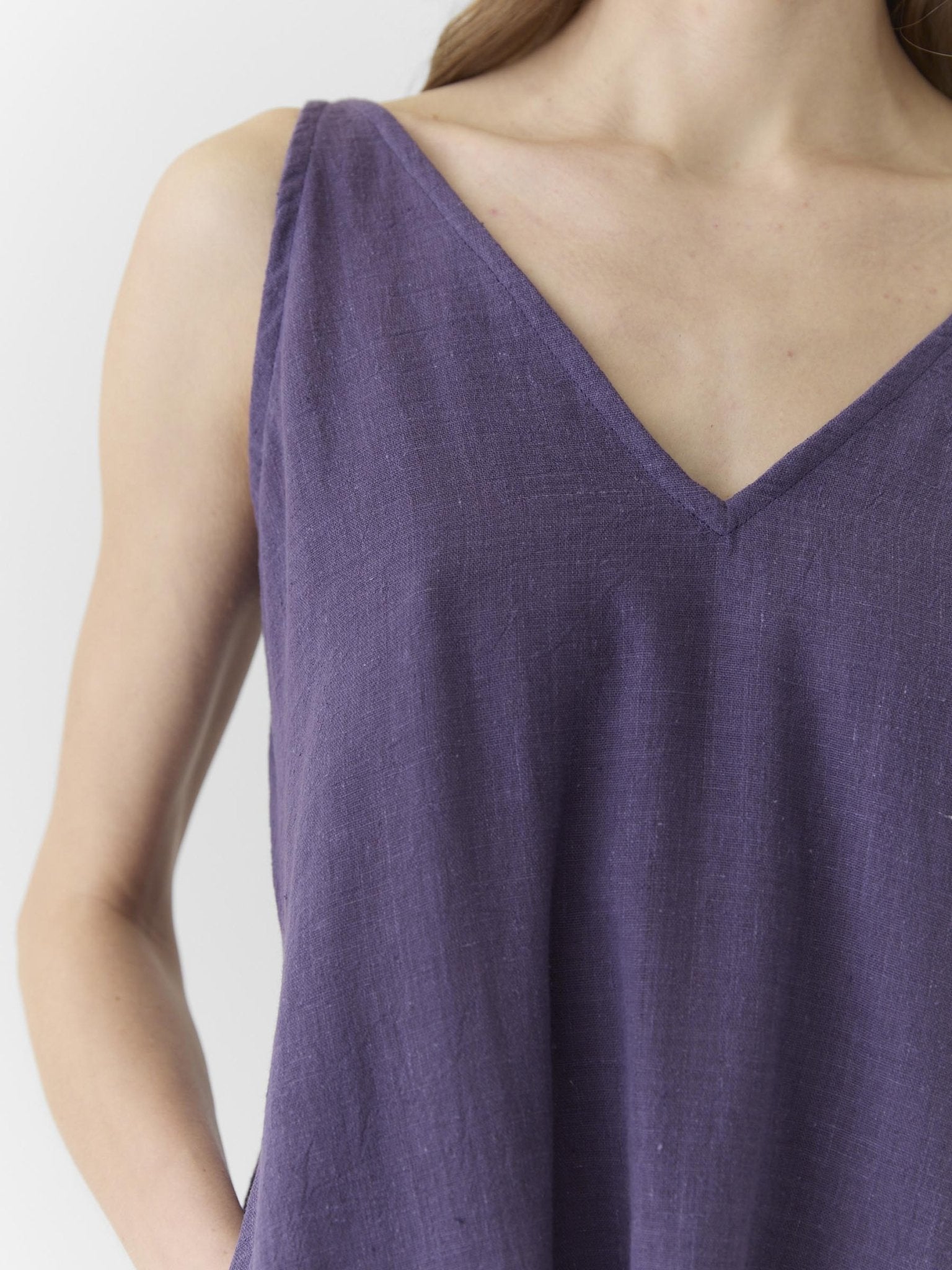 Women's V Neck Midi Dress - Plum Purple - CiceroniDressesMareen