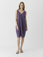 Women's V Neck Midi Dress - Plum Purple - CiceroniDressesMareen