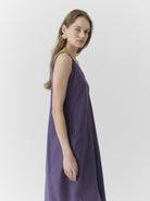 Women's V Neck Midi Dress - Plum Purple - CiceroniDressesMareen