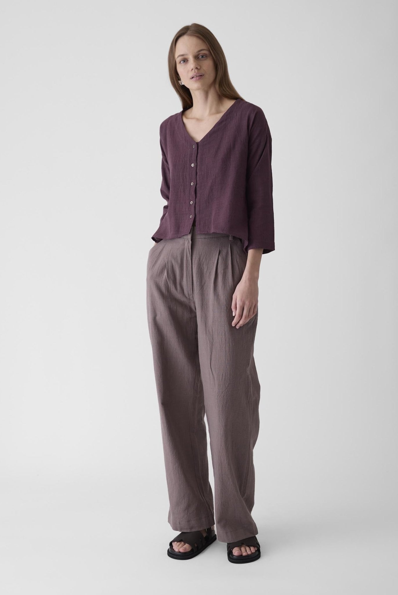 Women's V - Neck Shirt - Aubergine Purple - CiceroniWomen ShirtsMareen