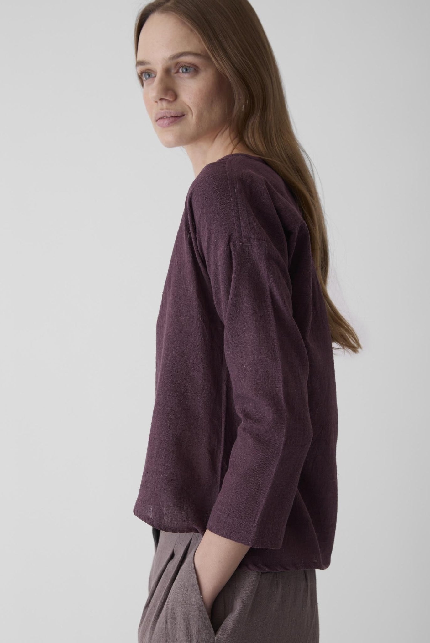 Women's V - Neck Shirt - Aubergine Purple - CiceroniWomen ShirtsMareen