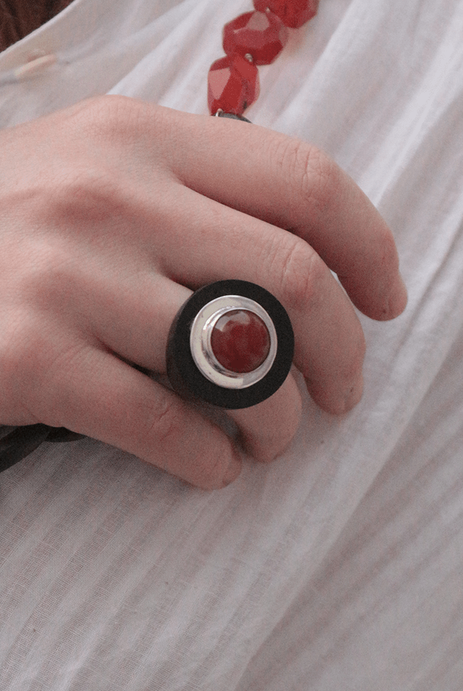Wooden Carnelian Ring - CiceroniRingUnbent