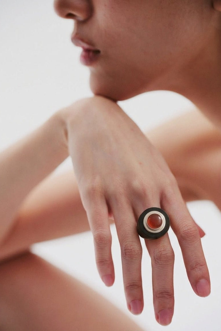 Wooden Carnelian Ring - CiceroniRingUnbent