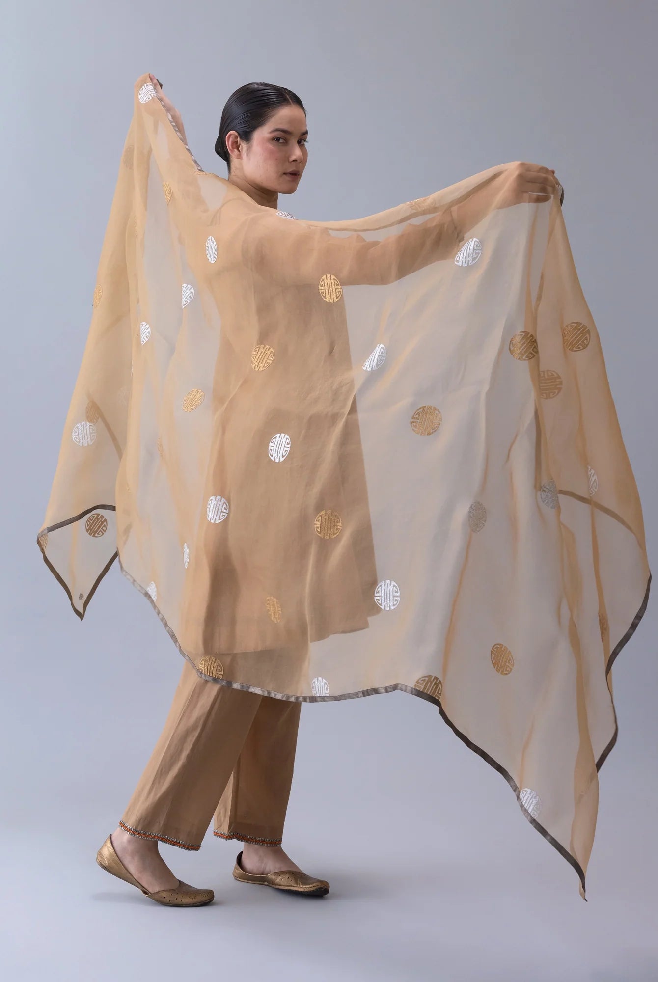 Yarkyi Beige Dupatta - CiceroniDupattaShades of India
